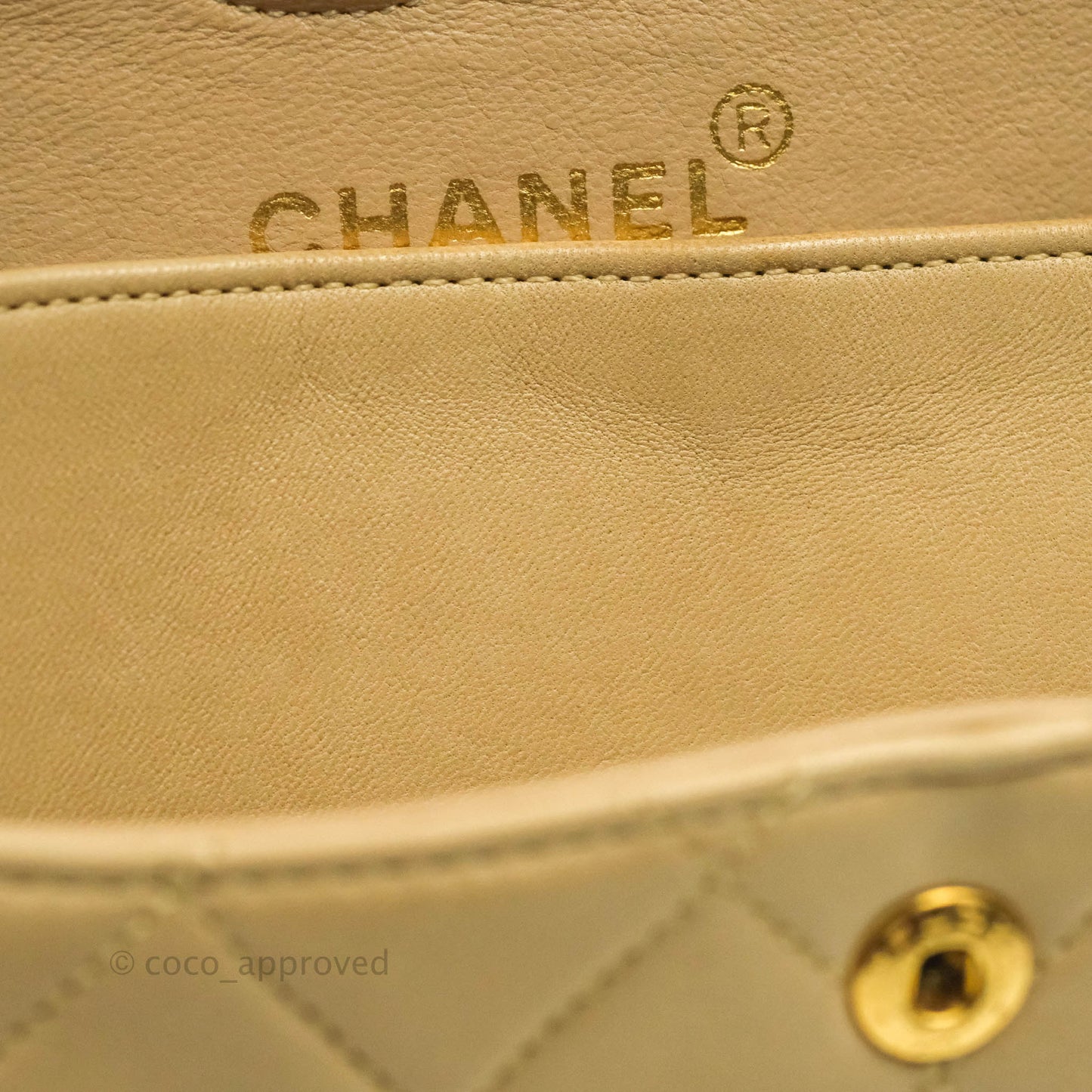 Chanel Classic Vintage Small Flap Beige Lambskin 24K Gold Hardware