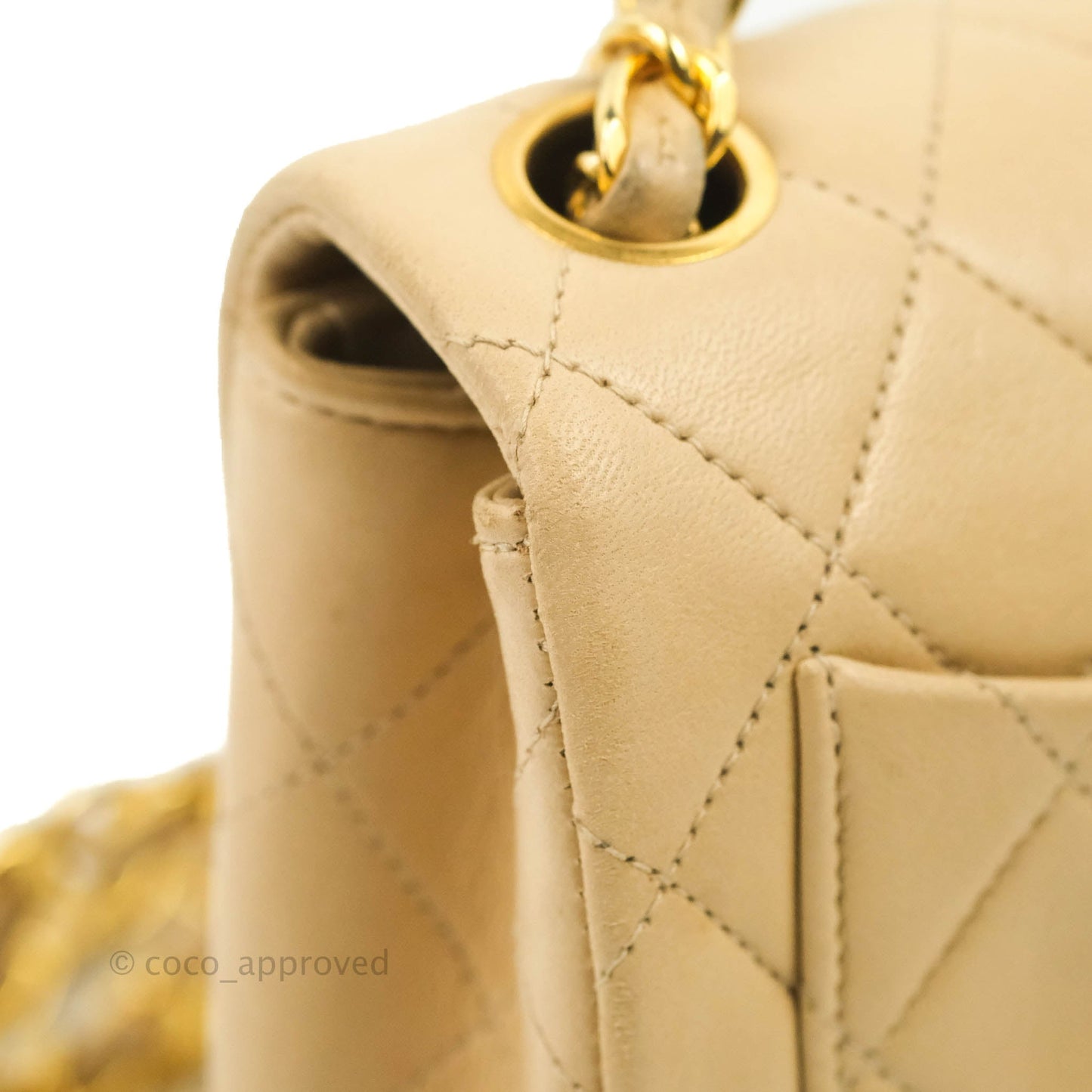 Chanel Vintage Mini Square Beige Lambskin 24K Gold Hardware