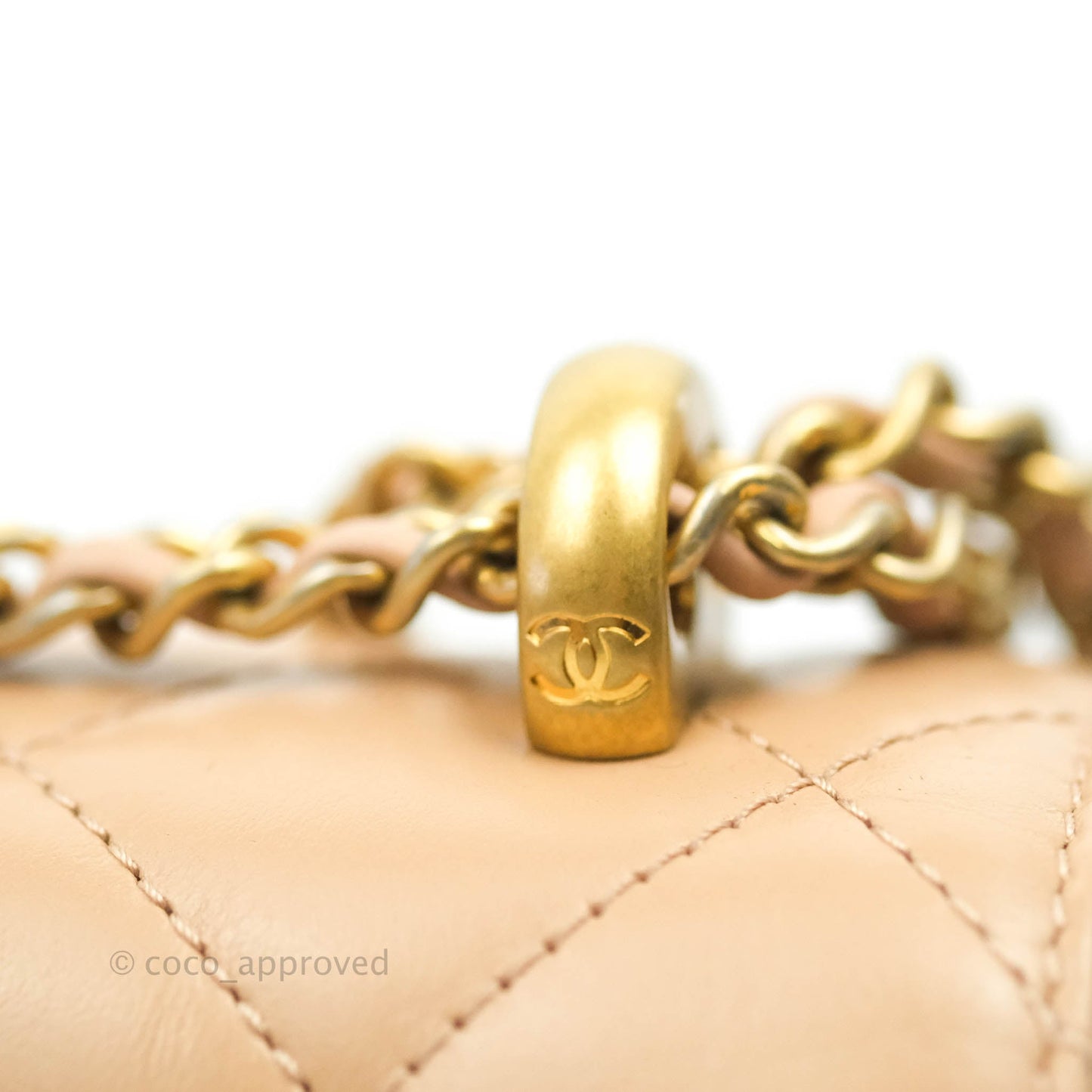 Chanel Quilted Mini Perfect Fit Adjustable Beige Calfskin Gold Hardware 21A