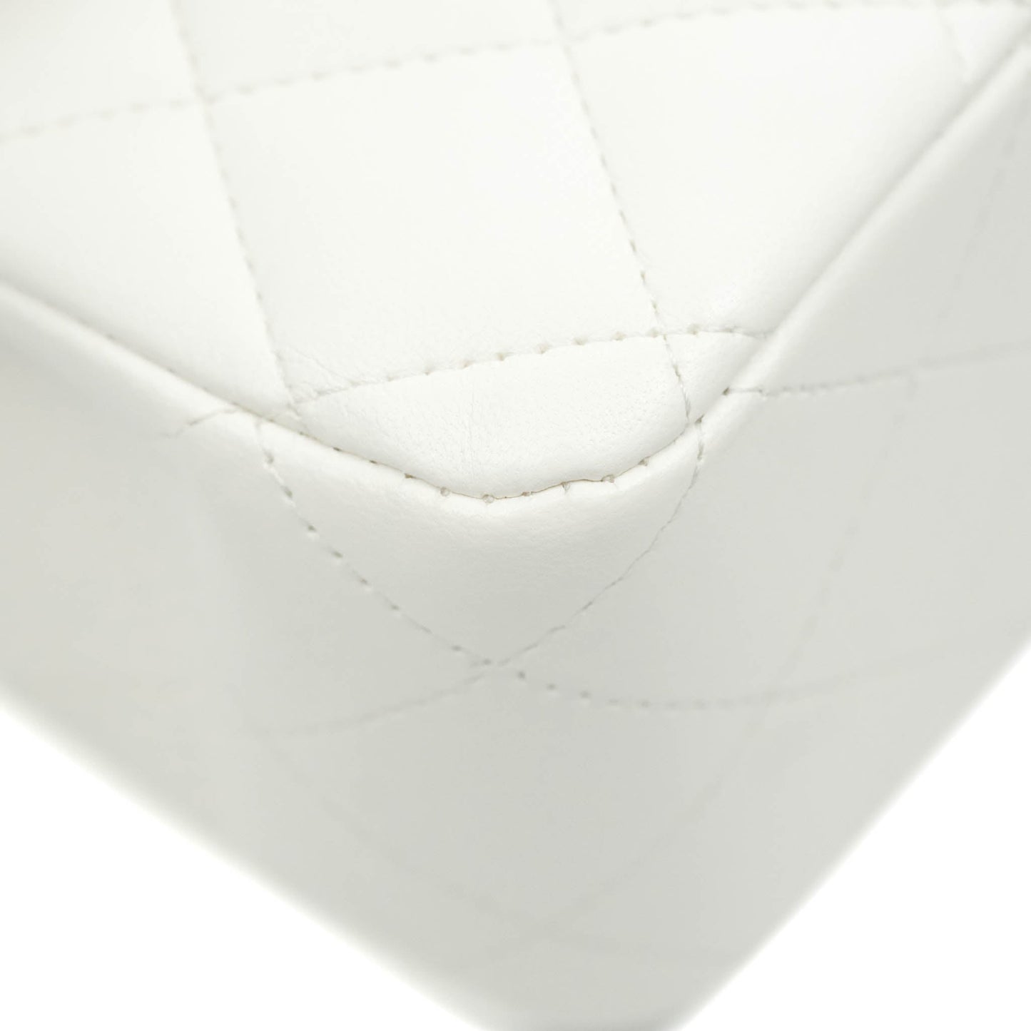 Chanel Quilted M/L Medium Double Flap White Lambskin Gold Hardware 21S