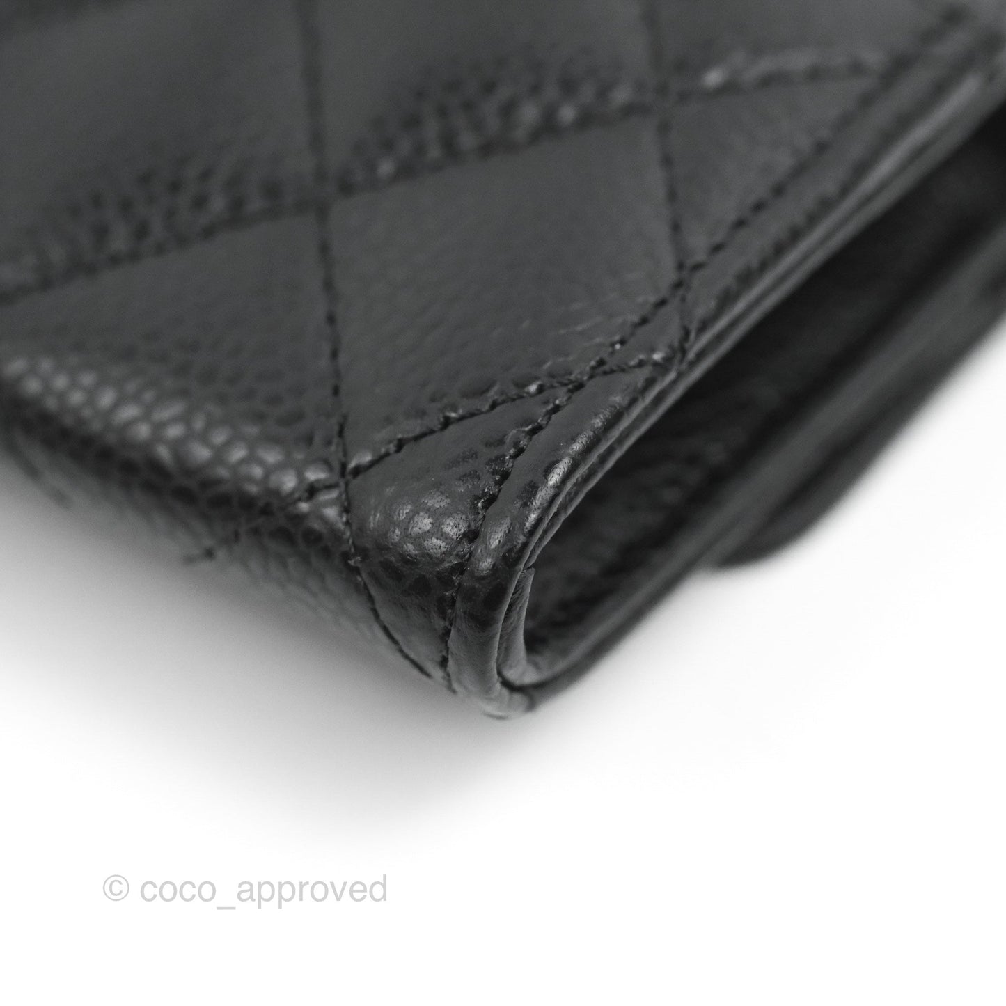 Chanel Classic Flap Card Holder Black Caviar Silver Hardware