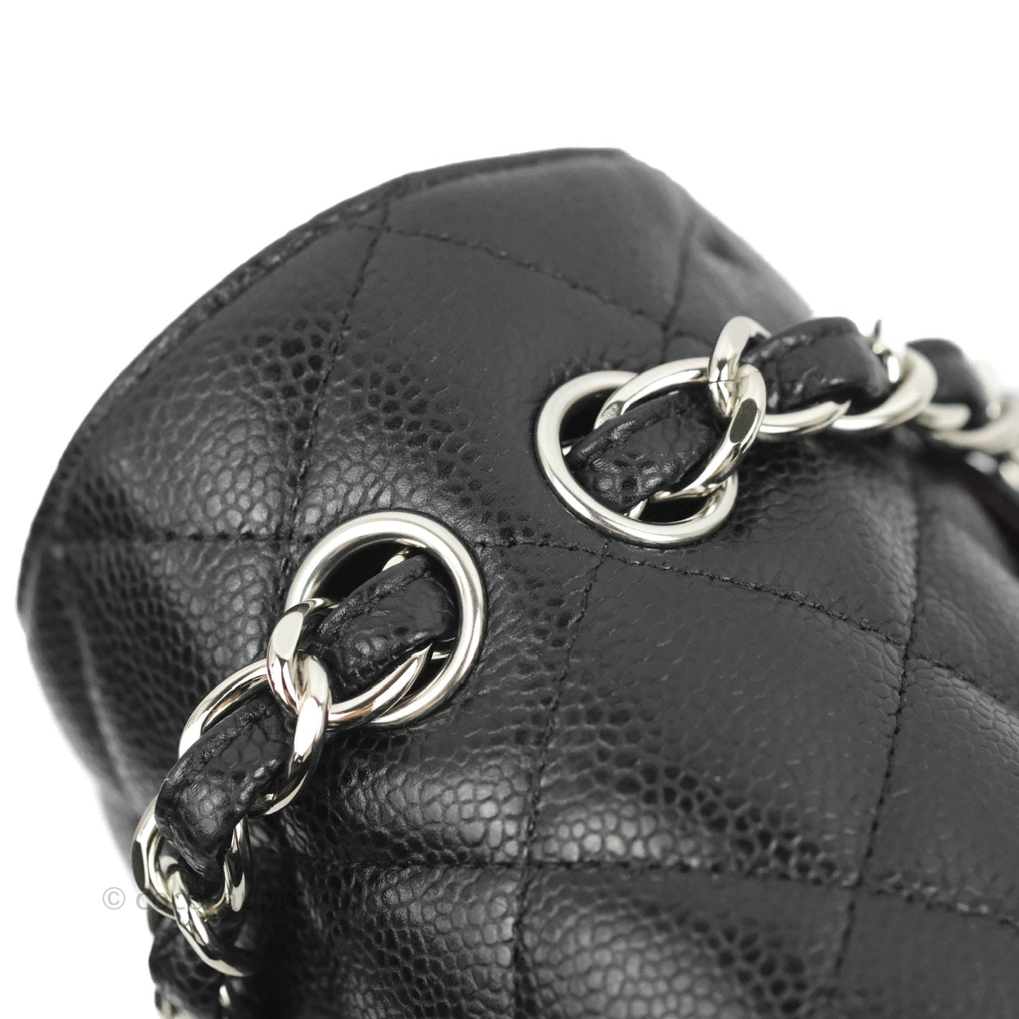 Chanel Quilted Maxi Double Flap Black Caviar Silver Hardware