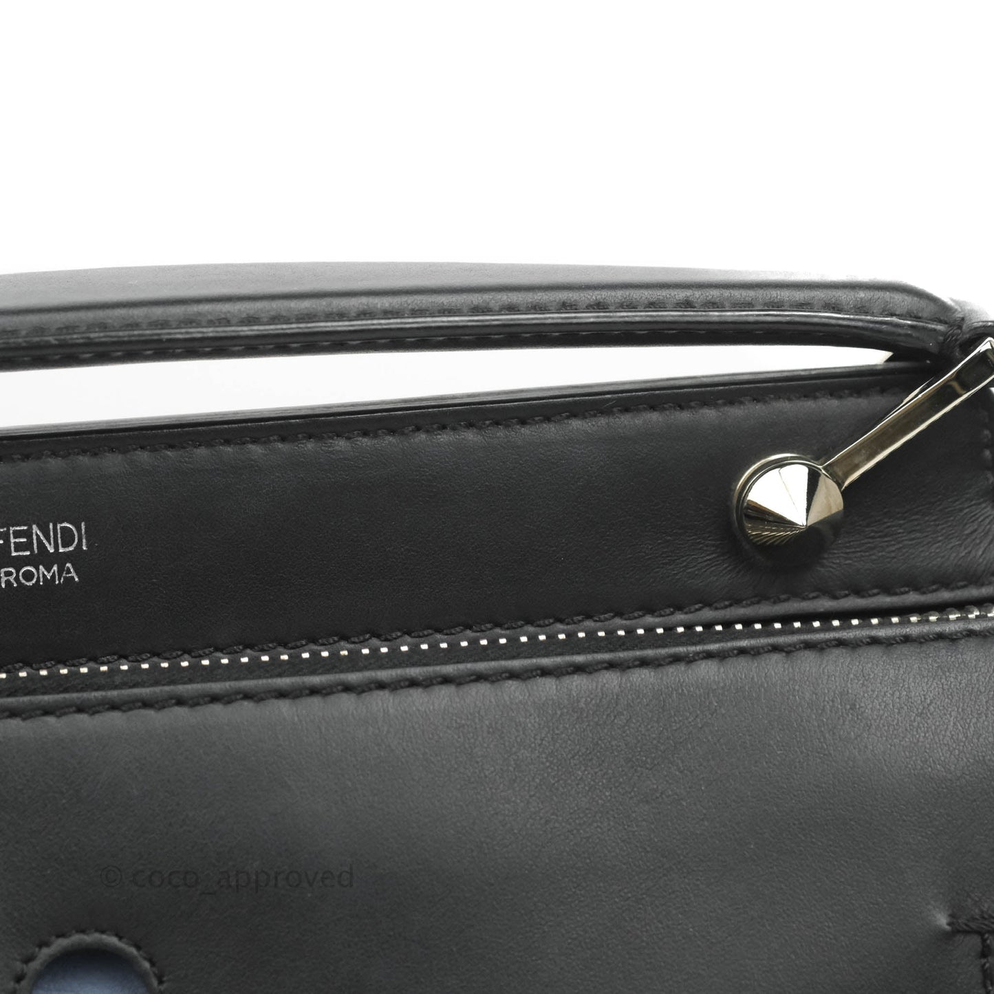 Fendi DotCom Satchel Bag Black Royal Blue Calfskin