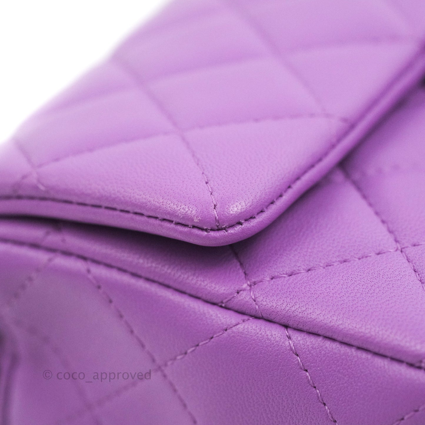 Chanel Quilted Mini Rectangular Flap Purple Lambskin Silver Hardware