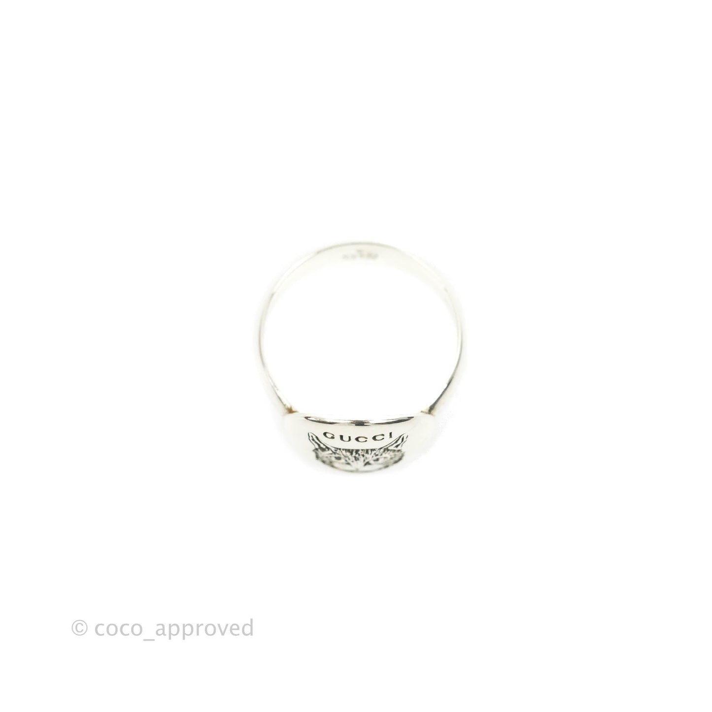 Gucci Blind For Love Mystic Cat Engraved Ring Sterling Silver Size 10