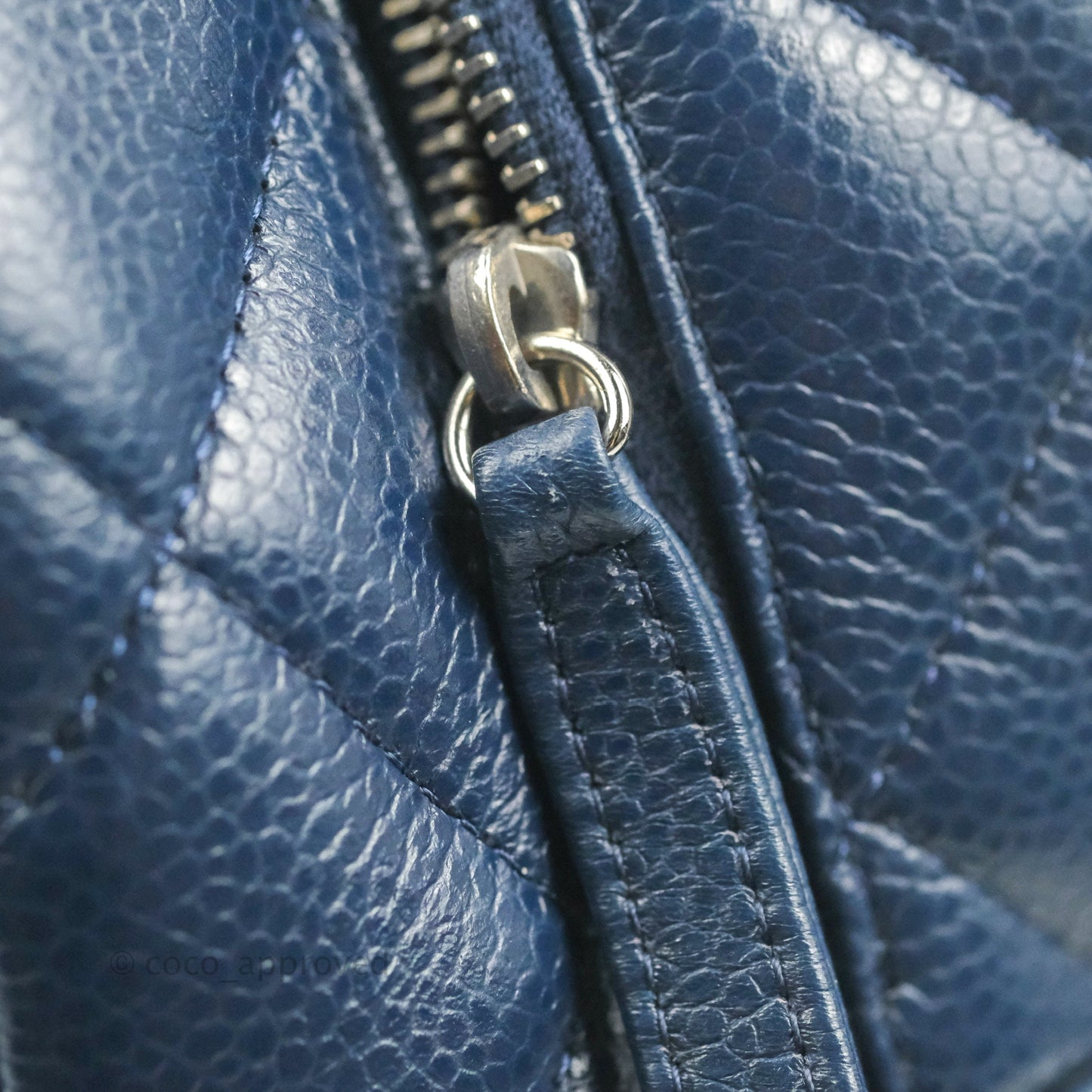 Chanel Quilted Large Classic Camera Bag Navy Caviar Silver Hardware