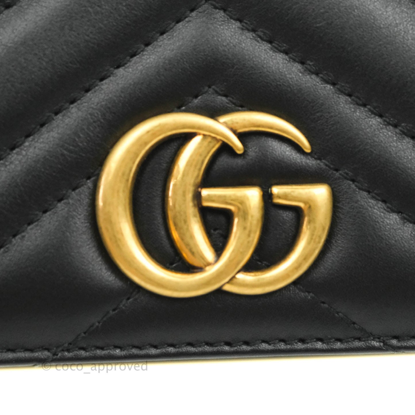 Gucci Matelasse GG Marmont Mini Chain Flap Bag Black Calfskin Gold Hardware