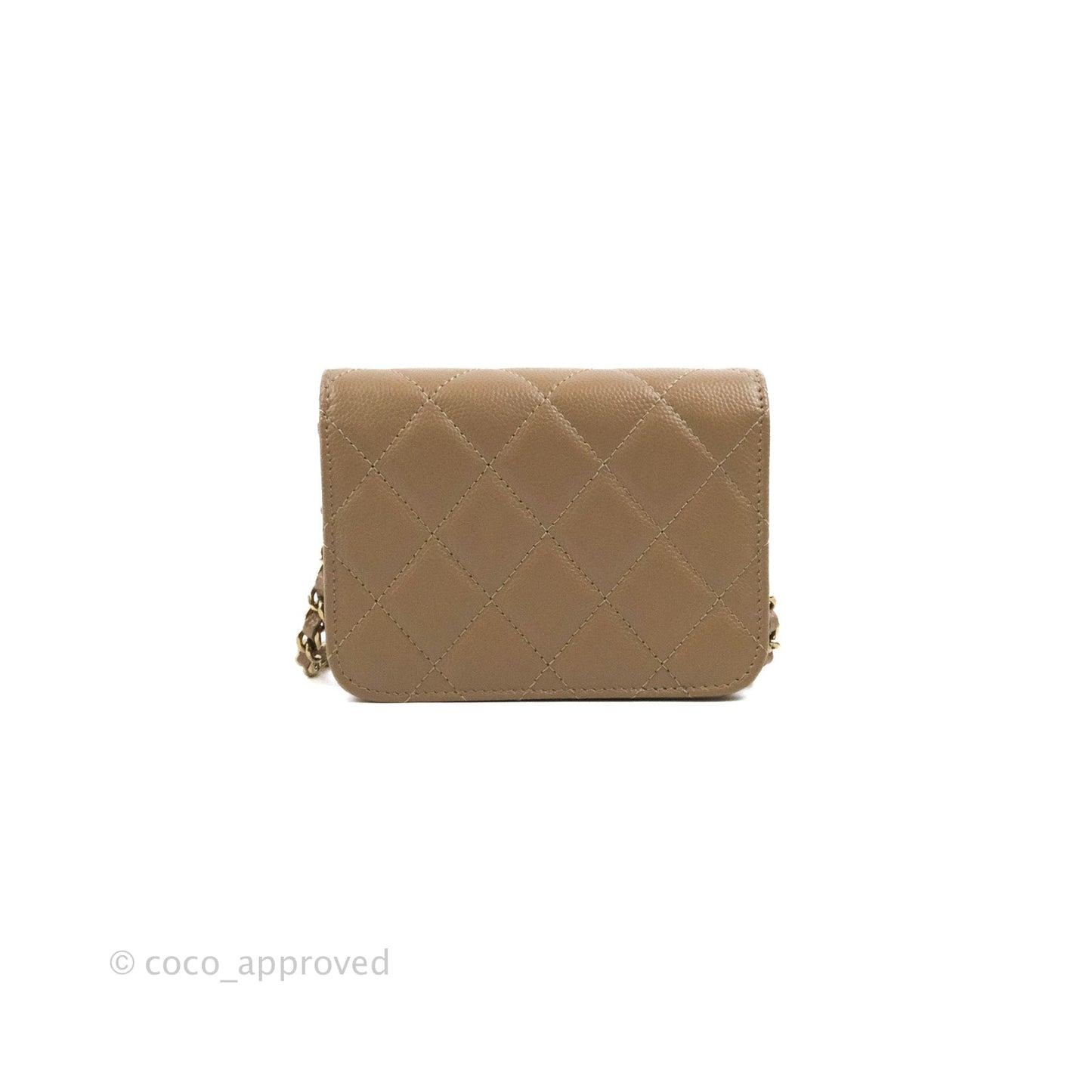 Chanel Mini Clutch With Chain Dark Beige Caviar Gold Hardware