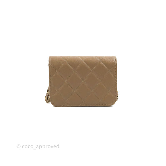Chanel Mini Clutch With Chain Dark Beige Caviar Gold Hardware