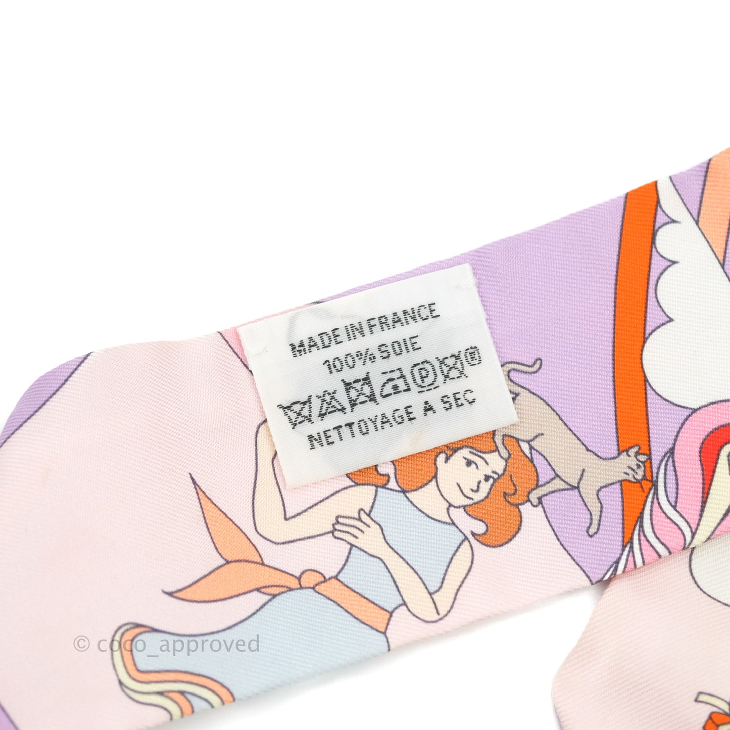Hermes Silk Carres Volants Twilly Lilas/Rose Pâle/ Orange