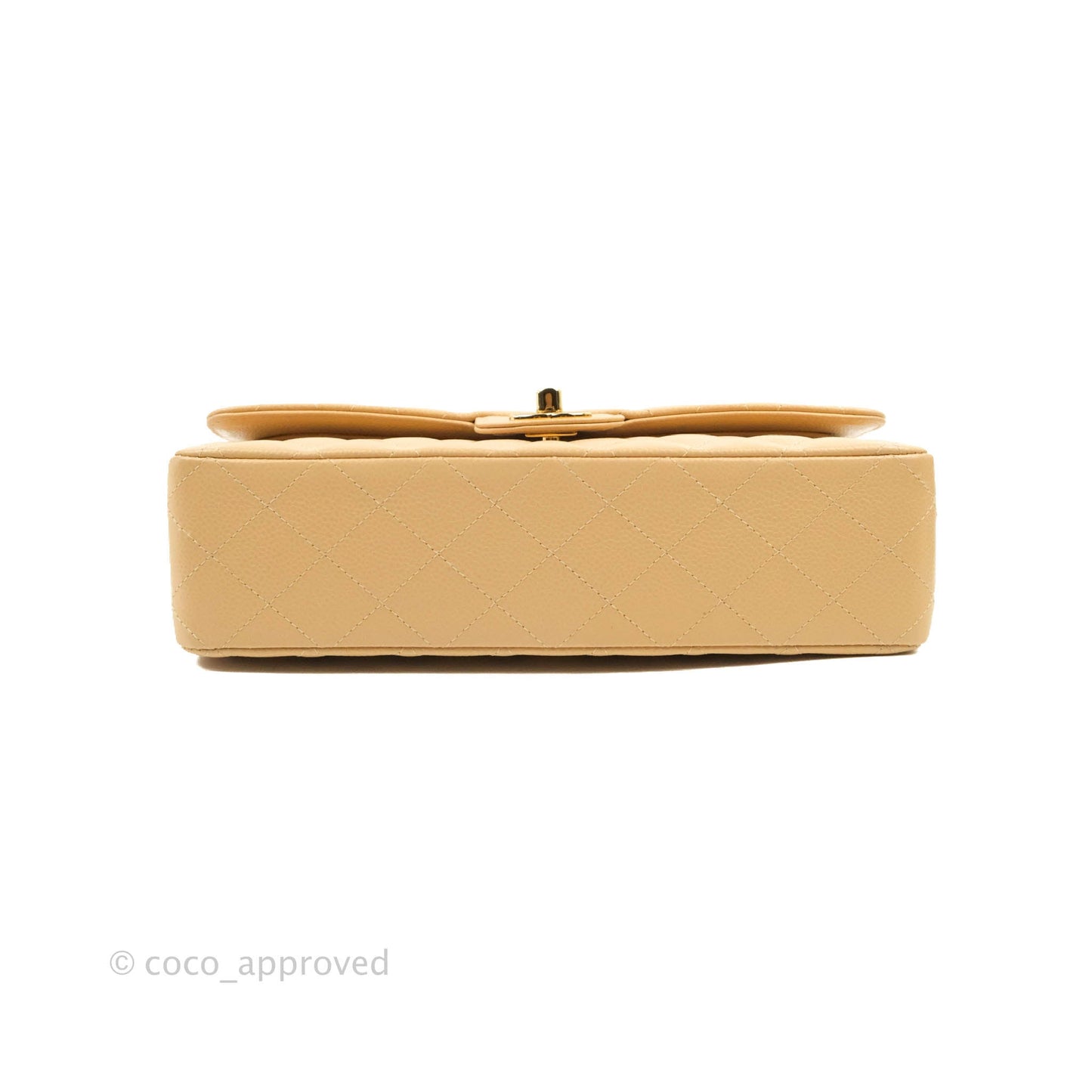 Chanel Classic M/L Medium Flap Quilted Beige Caviar Gold Hardware