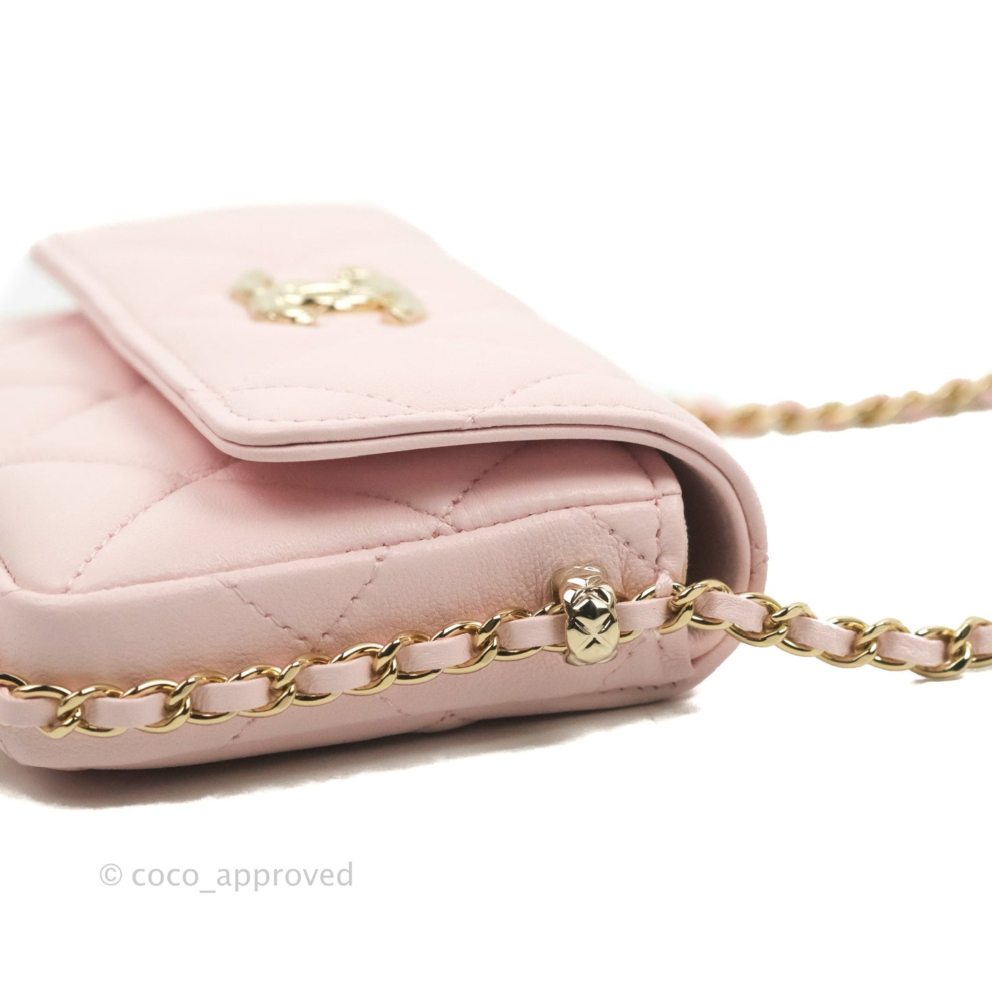 Chanel Mini Clutch With Chain Pink Lambskin Gold Hardware