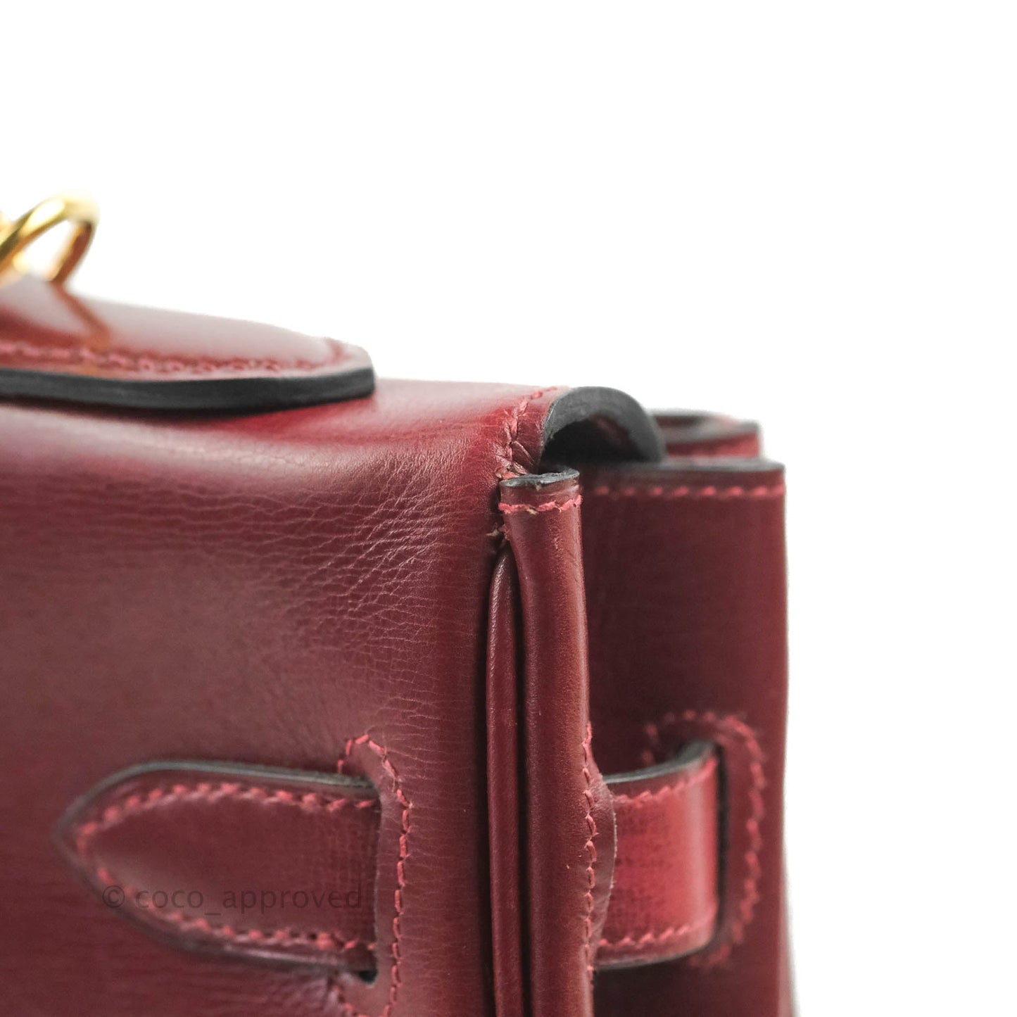 Hermès Vintage Kelly Retourne 32 Dark Red Gold Hardware