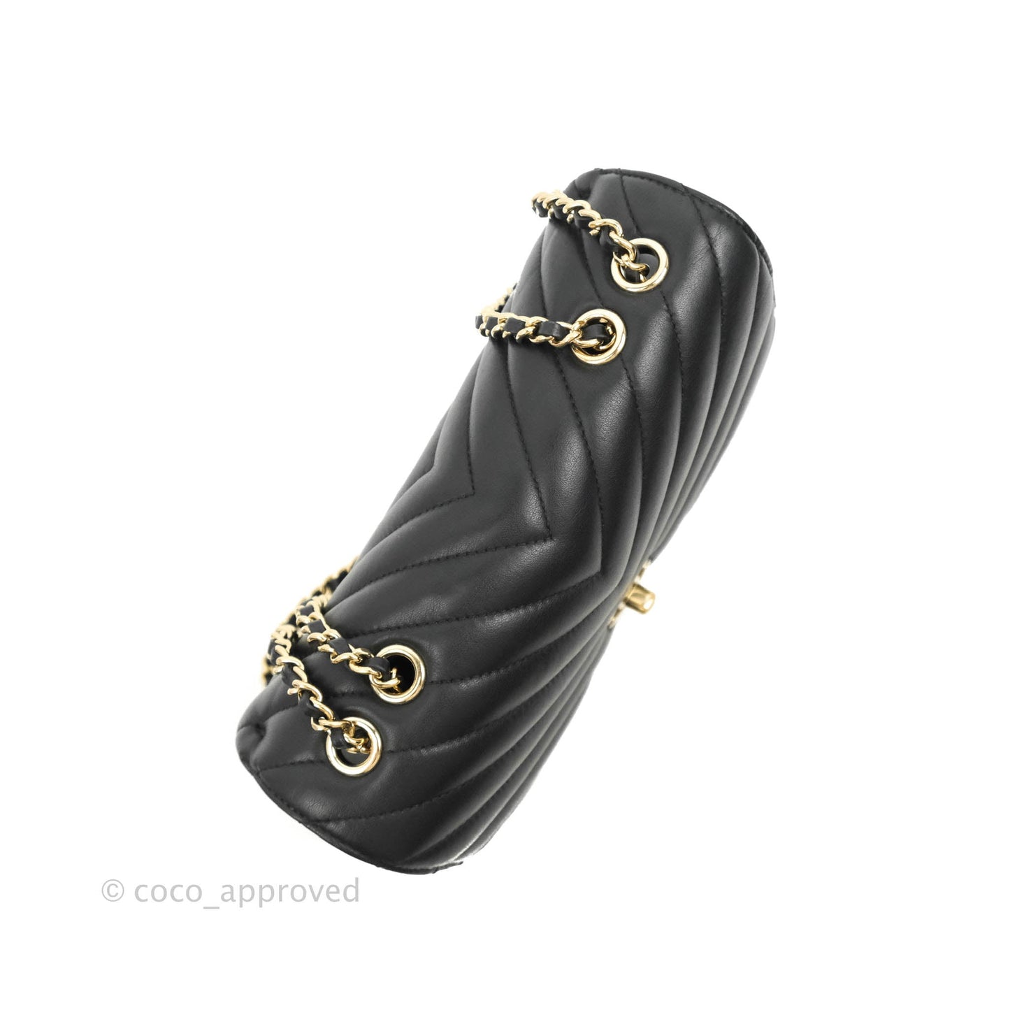 Chanel Small Statement Chevron Flap Bag Black Gold Hardware