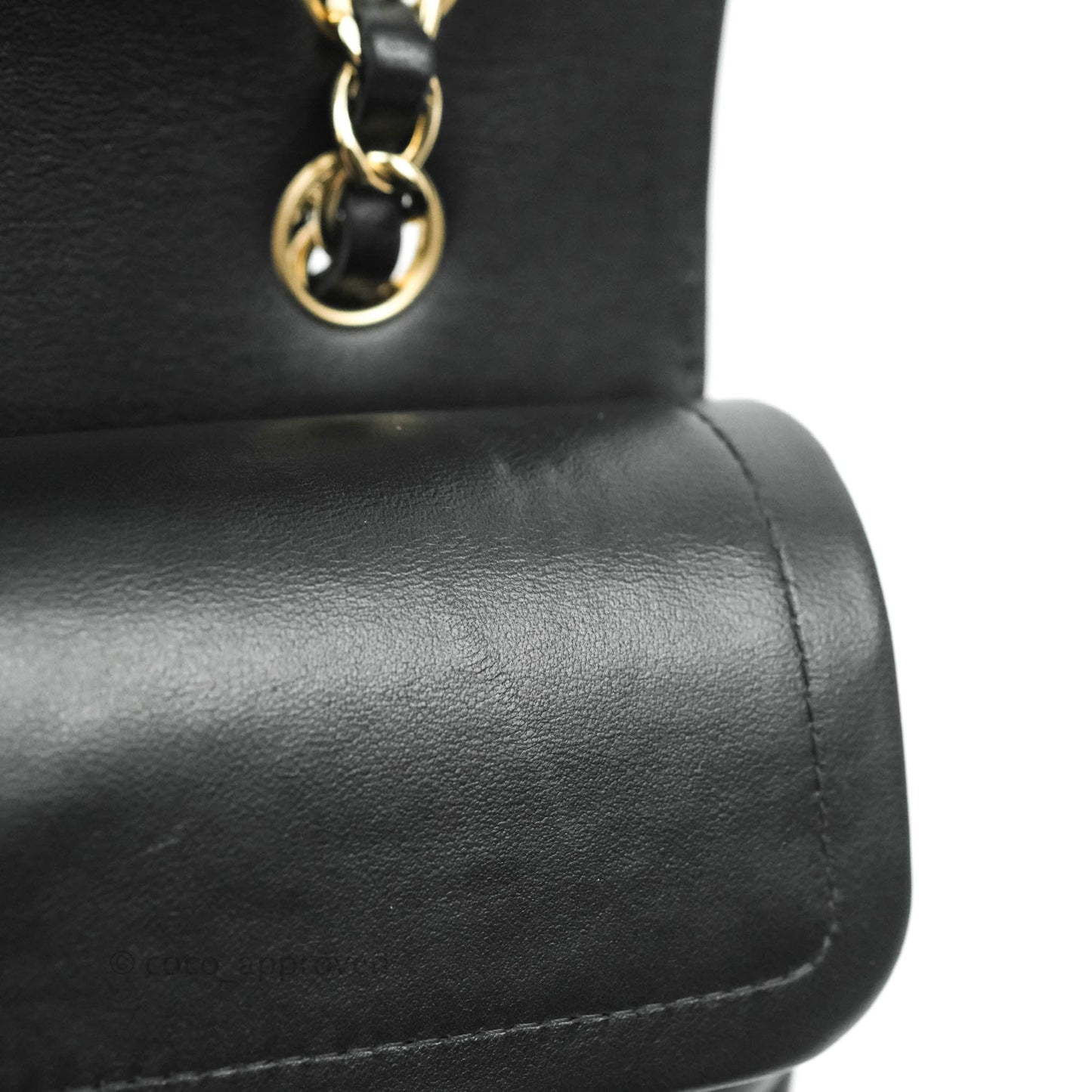 Chanel Classic Chevron S/M Small Double Flap Black Lambskin Gold Hardware
