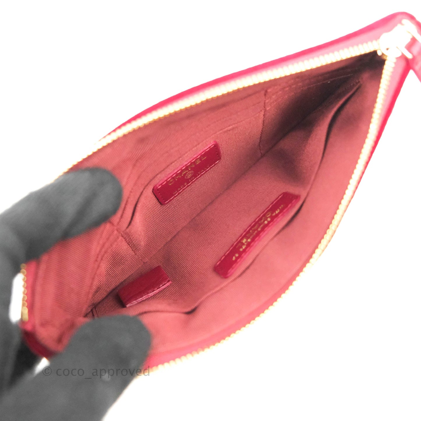 Chanel Red Velvet Pouch Gold Hardware