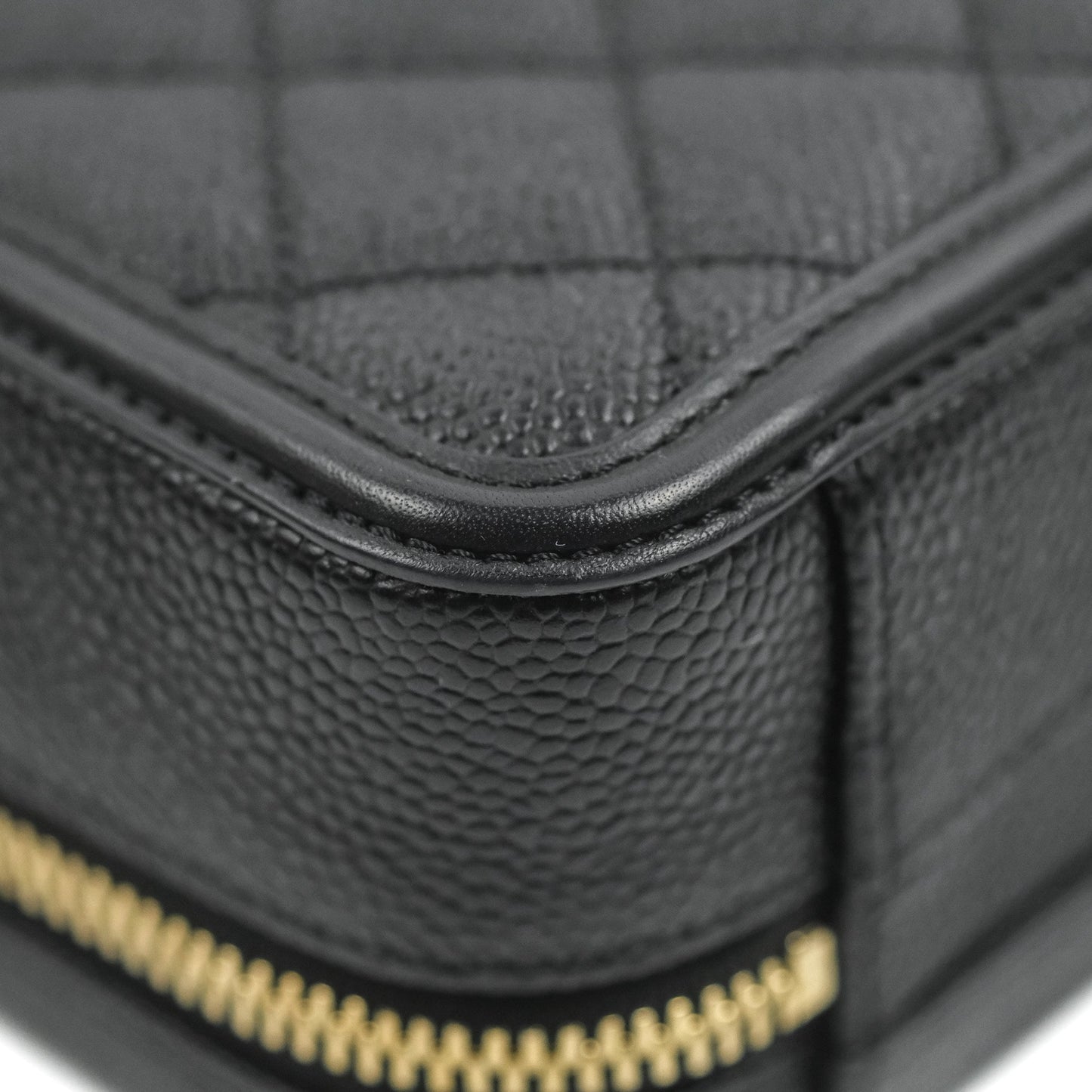 Chanel Quilted Small CC Filigree Vanity Case Black Caviar