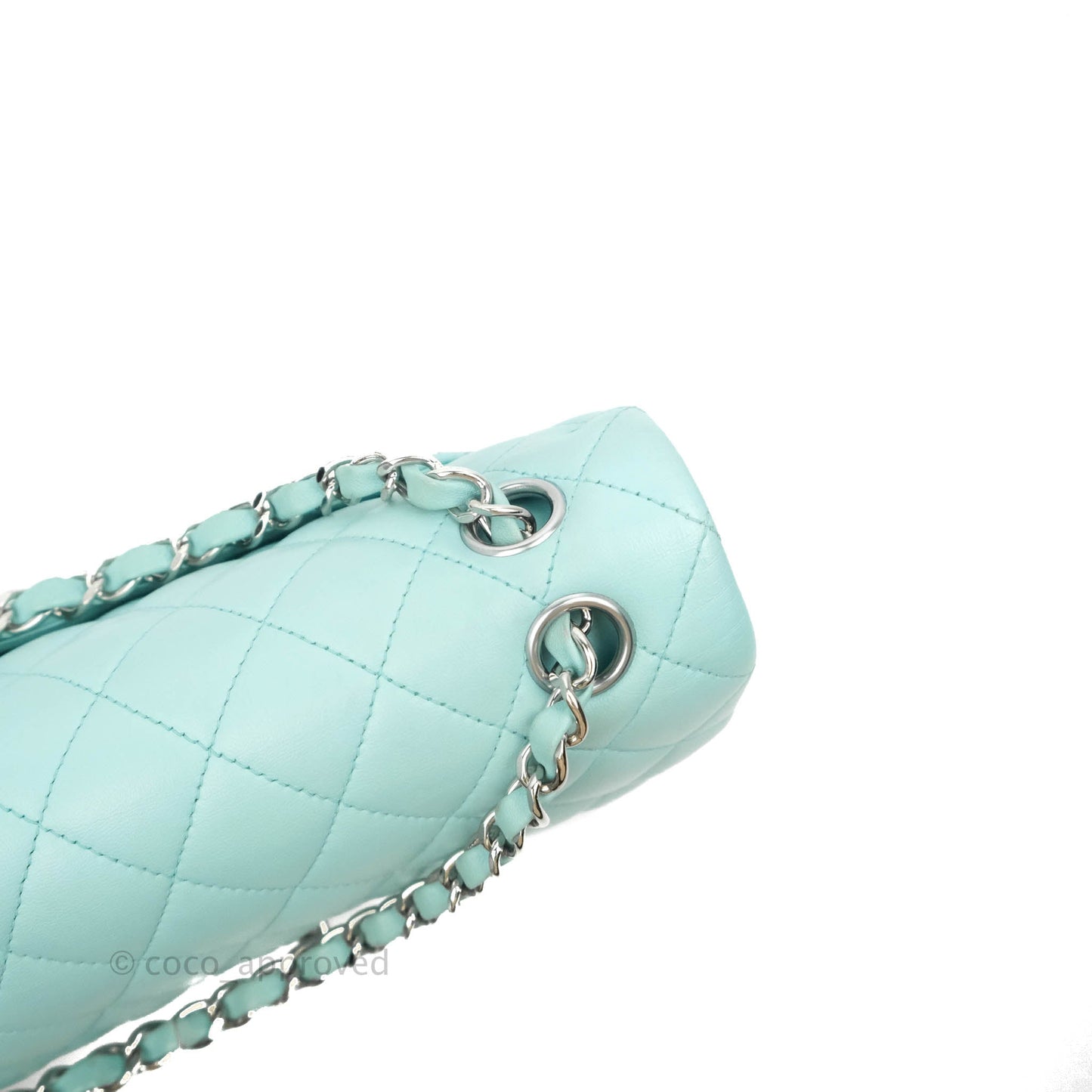 Chanel Small Classic Quilted Flap Tiffany Blue Lambskin Silver Hardware