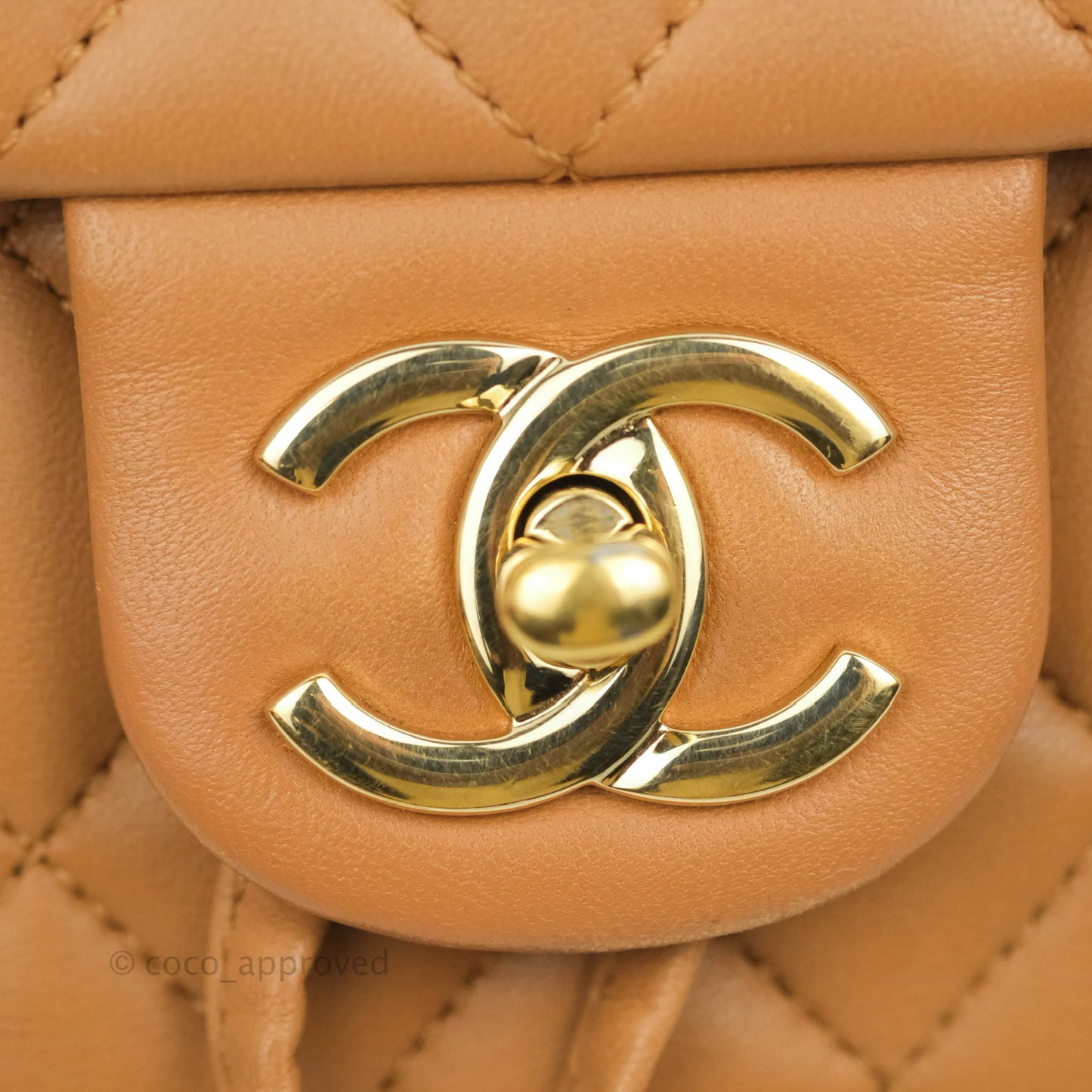 Chanel Quilted Small Urban Spirit Backpack Caramel Dark Beige Calfskin Gold Hardware