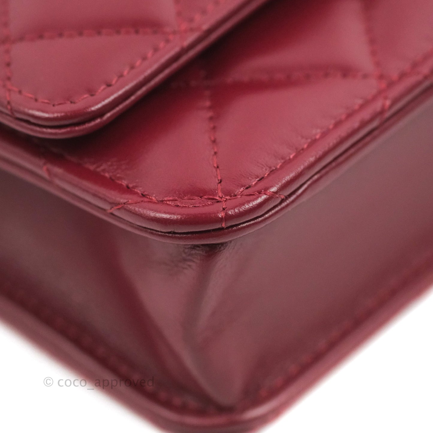 Chanel Quilted Perfect Fit Adjustable Wallet On Chain WOC Burgundy Calfskin Aged Gold Hardware