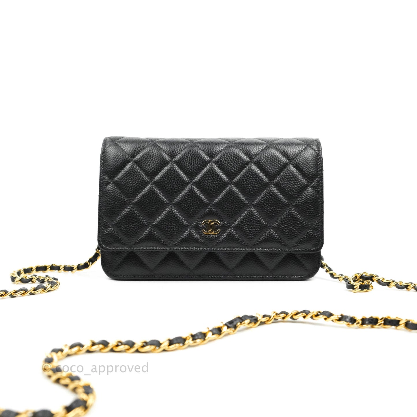 Chanel Quilted WOC Black Caviar Gold Hardware