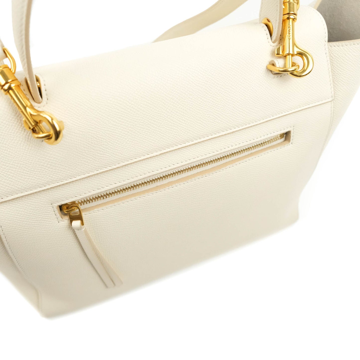 Celine Mini Belt Bag White Grained Calfskin Gold Hardware