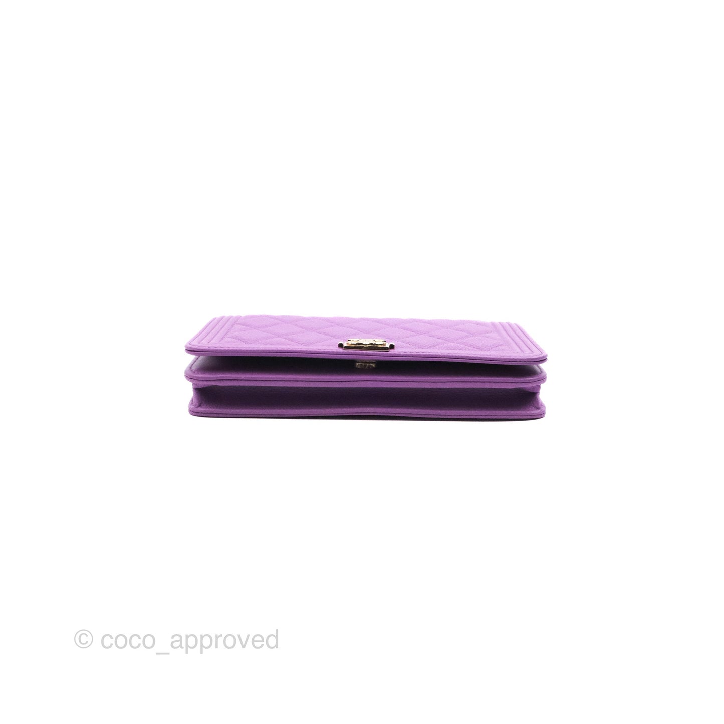 Chanel Quilted Boy Wallet on Chain WOC Purple Caviar Gold Hardware