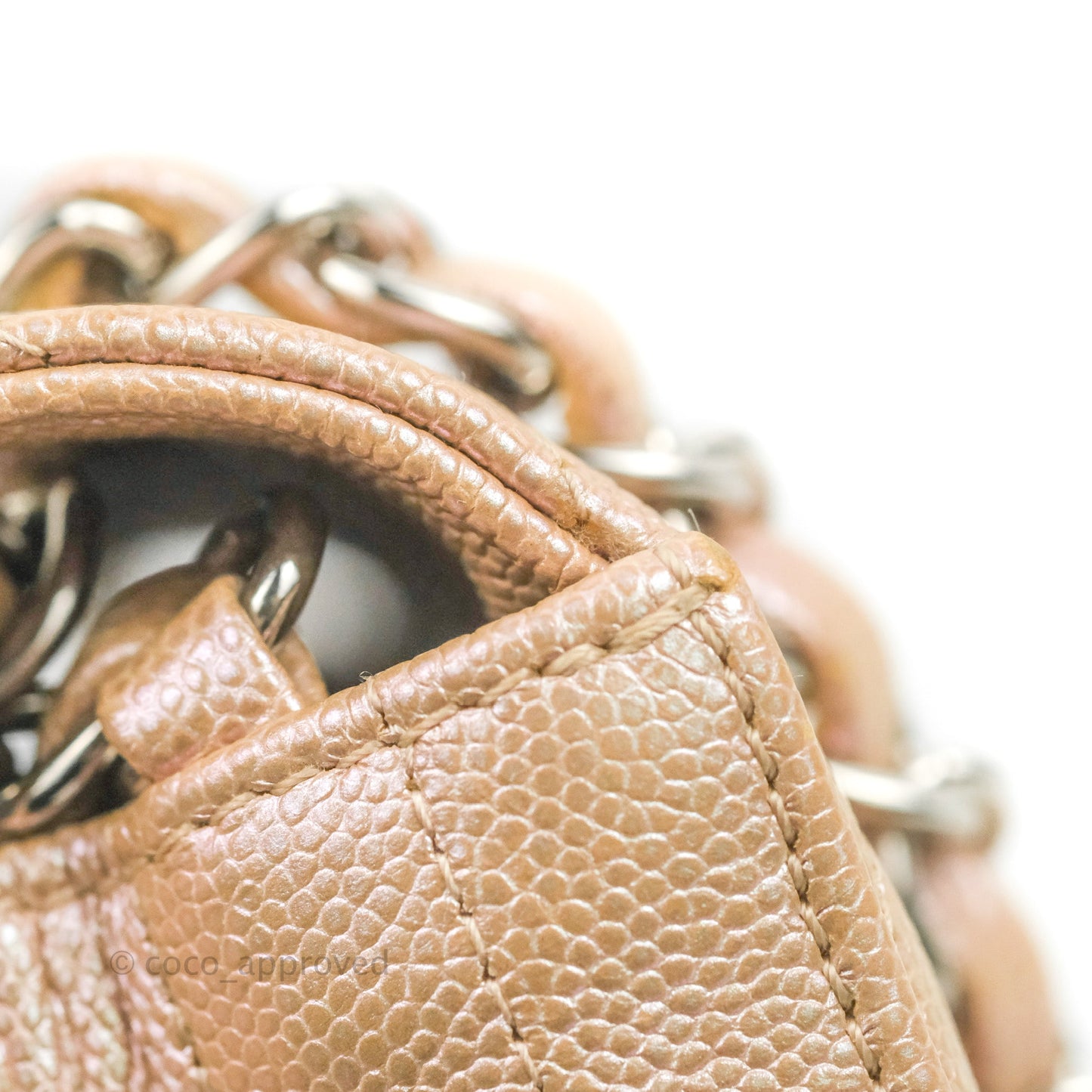 Chanel Quilted Mini Rectangular Flap Iridescent Pink Rose Gold Silver Hardware 17B