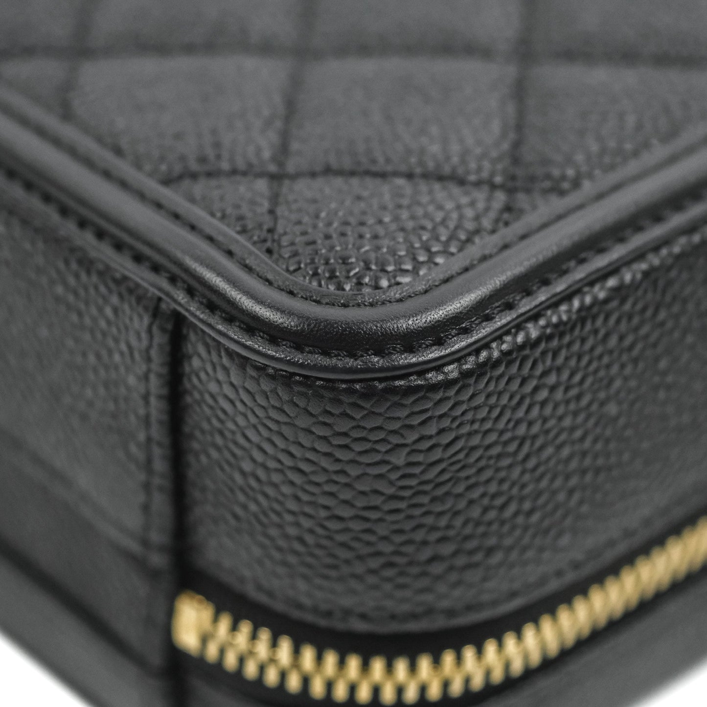 Chanel Quilted Small CC Filigree Vanity Case Black Caviar