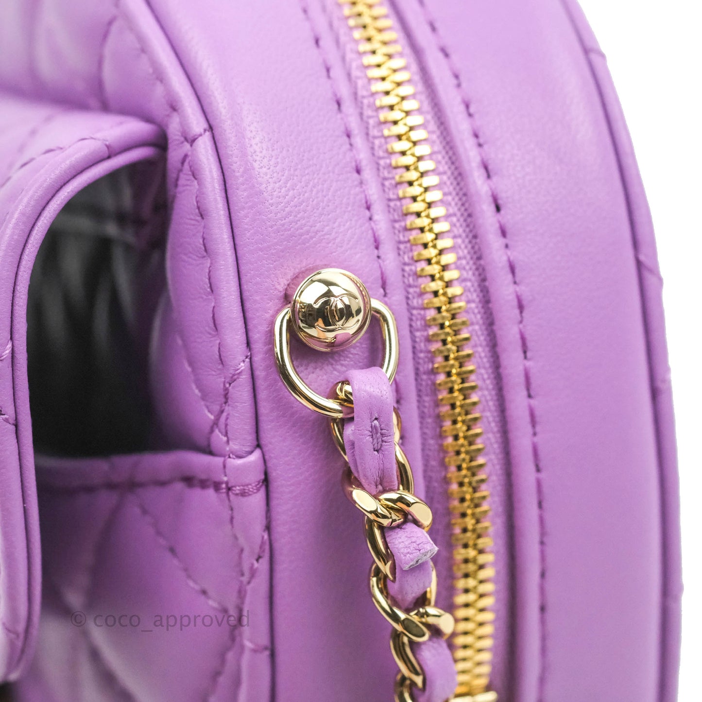 Chanel Large Heart Bag Purple Lambskin Gold Hardware 22S