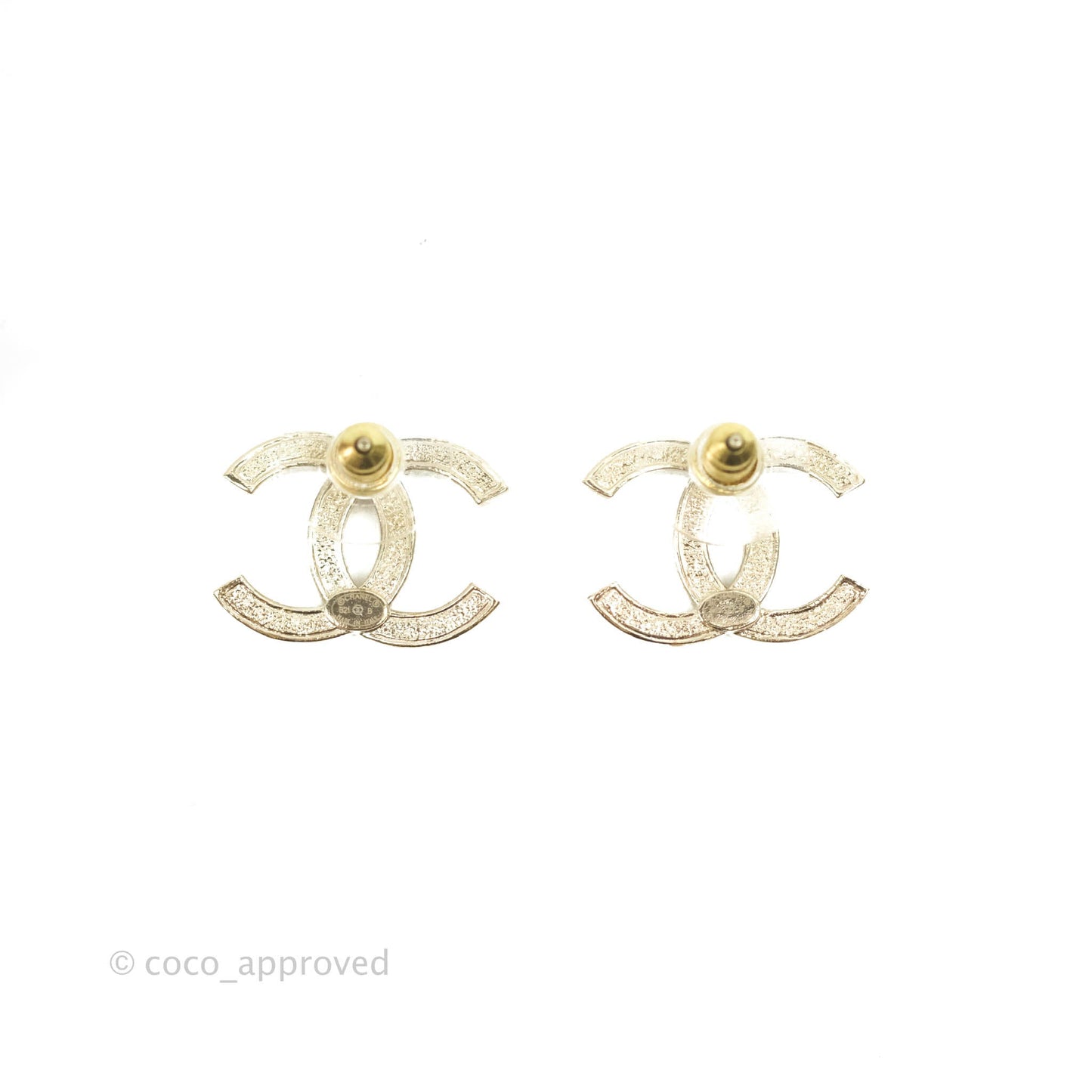 Chanel Crystal CC Earrings Gold Tone 21B
