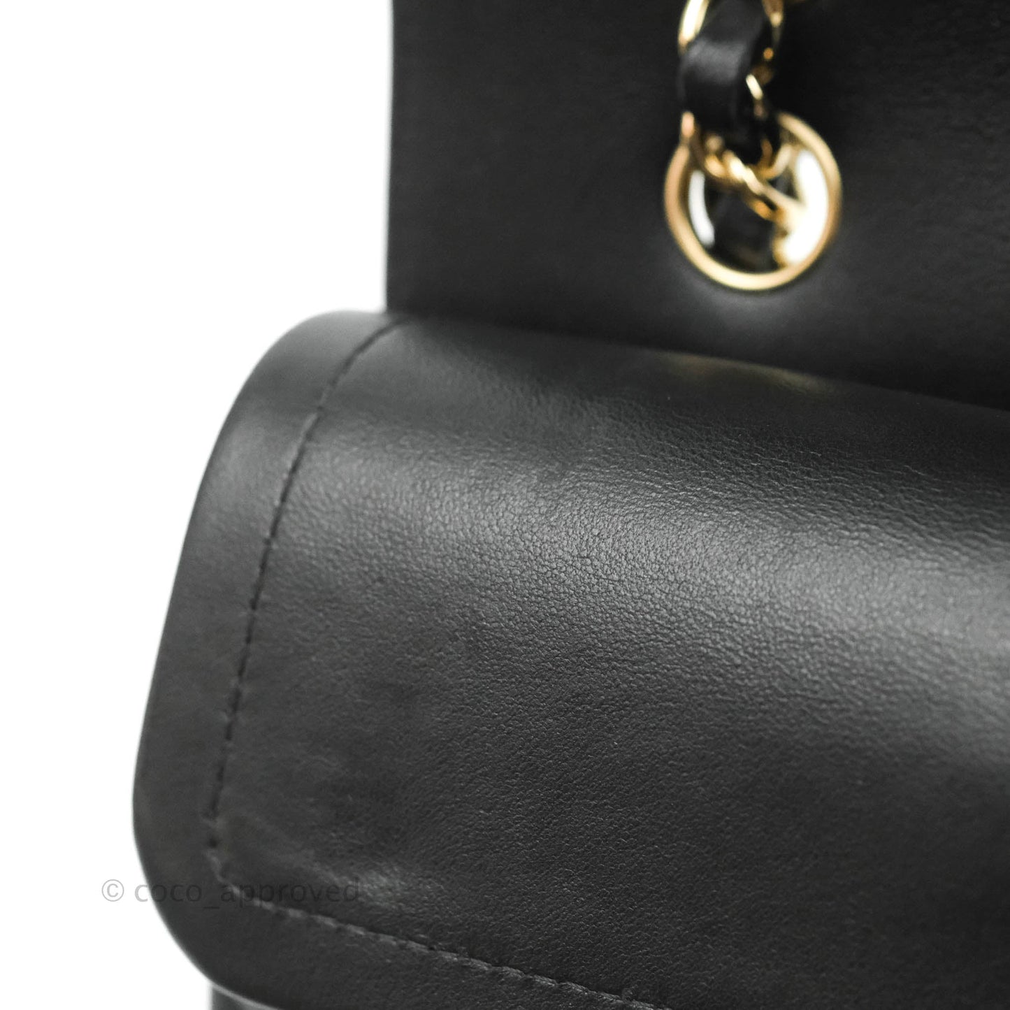 Chanel Classic Chevron S/M Small Double Flap Black Lambskin Gold Hardware