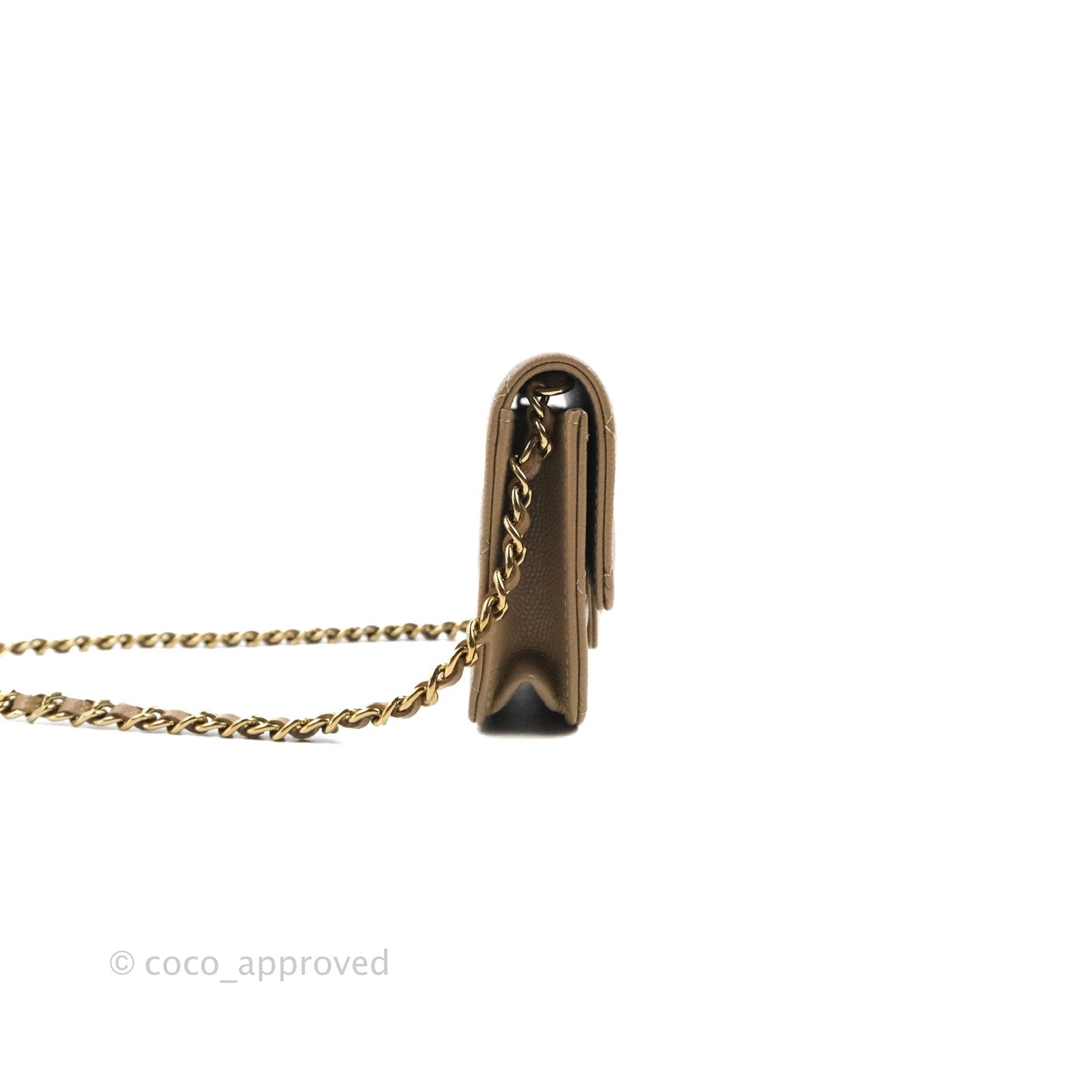 Chanel Mini Clutch With Chain Dark Beige Caviar Gold Hardware