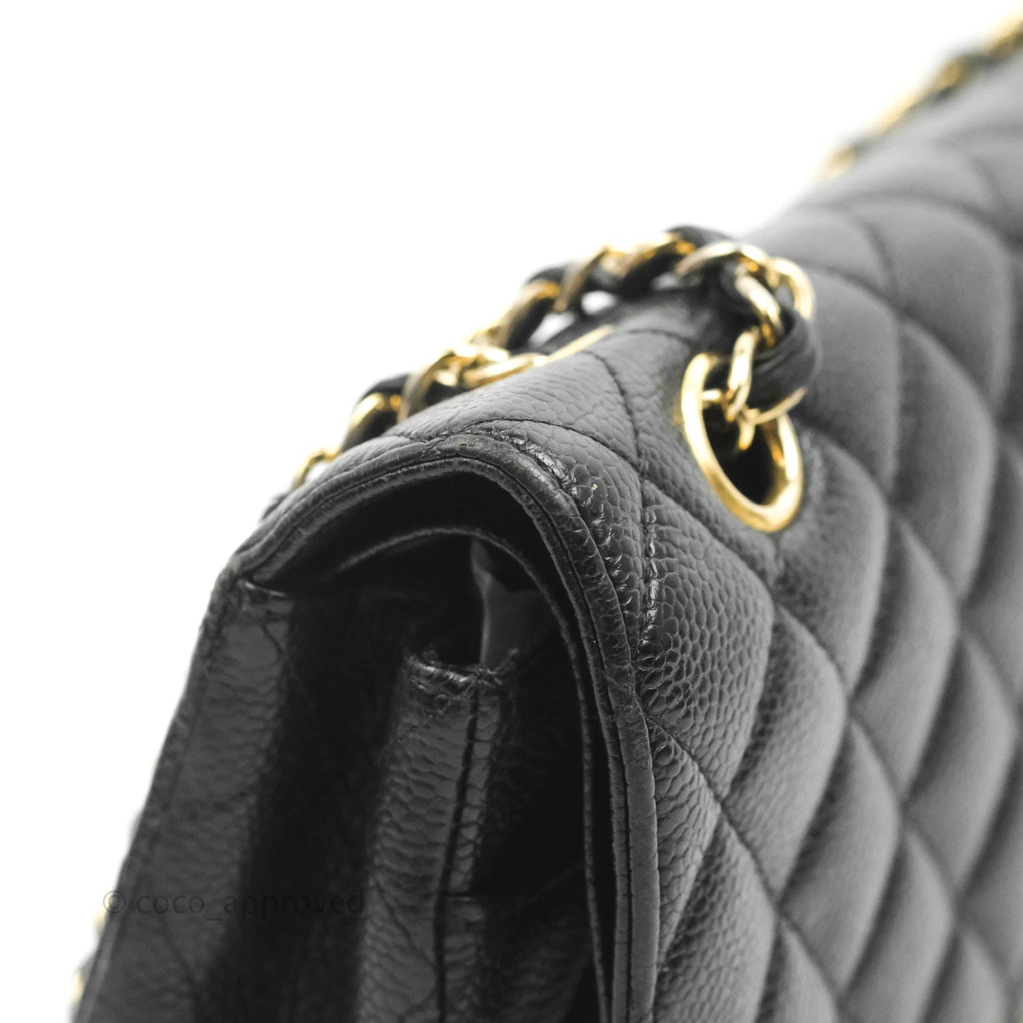 Chanel Classic M/L Medium Flap Quilted Black Caviar Gold Hardware