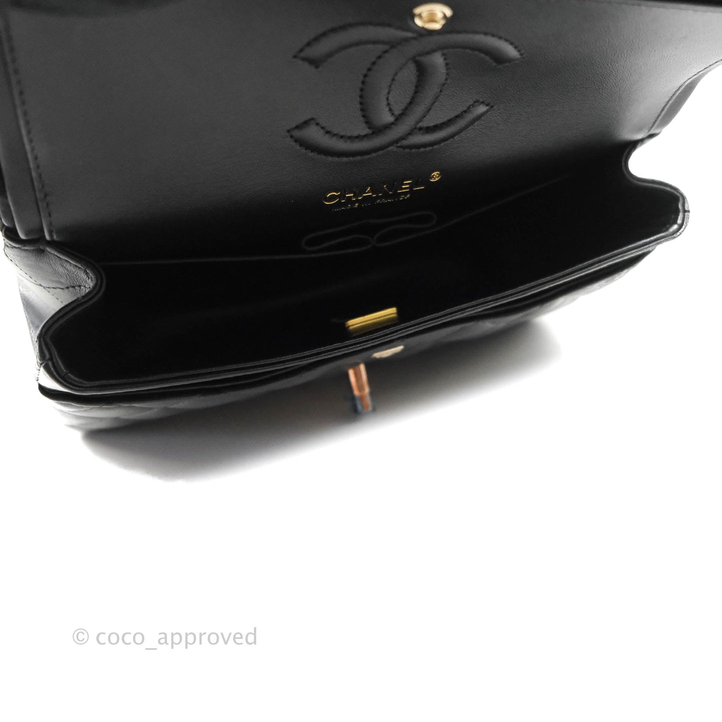 Chanel Classic Small S/M Flap Black Lambskin Rose Pink-Gold Hardware