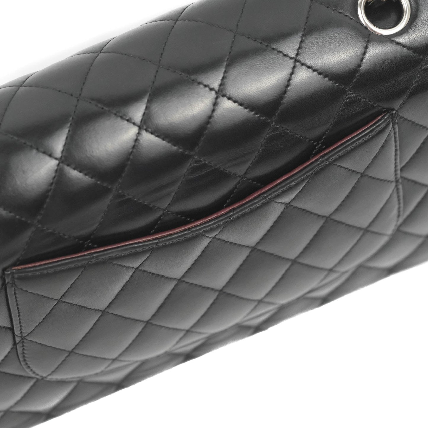 Chanel Classic M/L Medium Flap Quilted Black Lambskin Silver Hardware