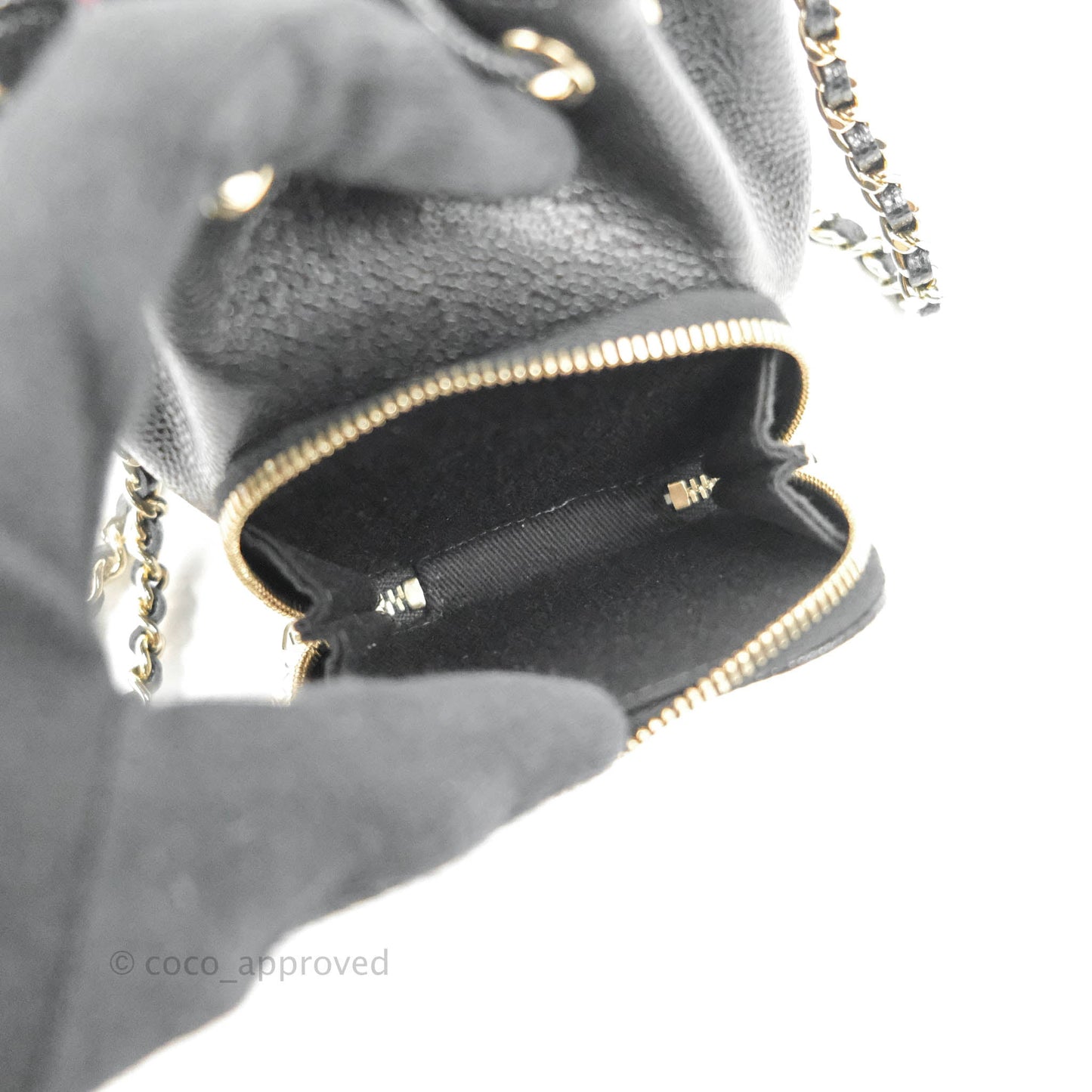 Chanel Mini Bucket with Chain Black Caviar Gold Hardware 22B