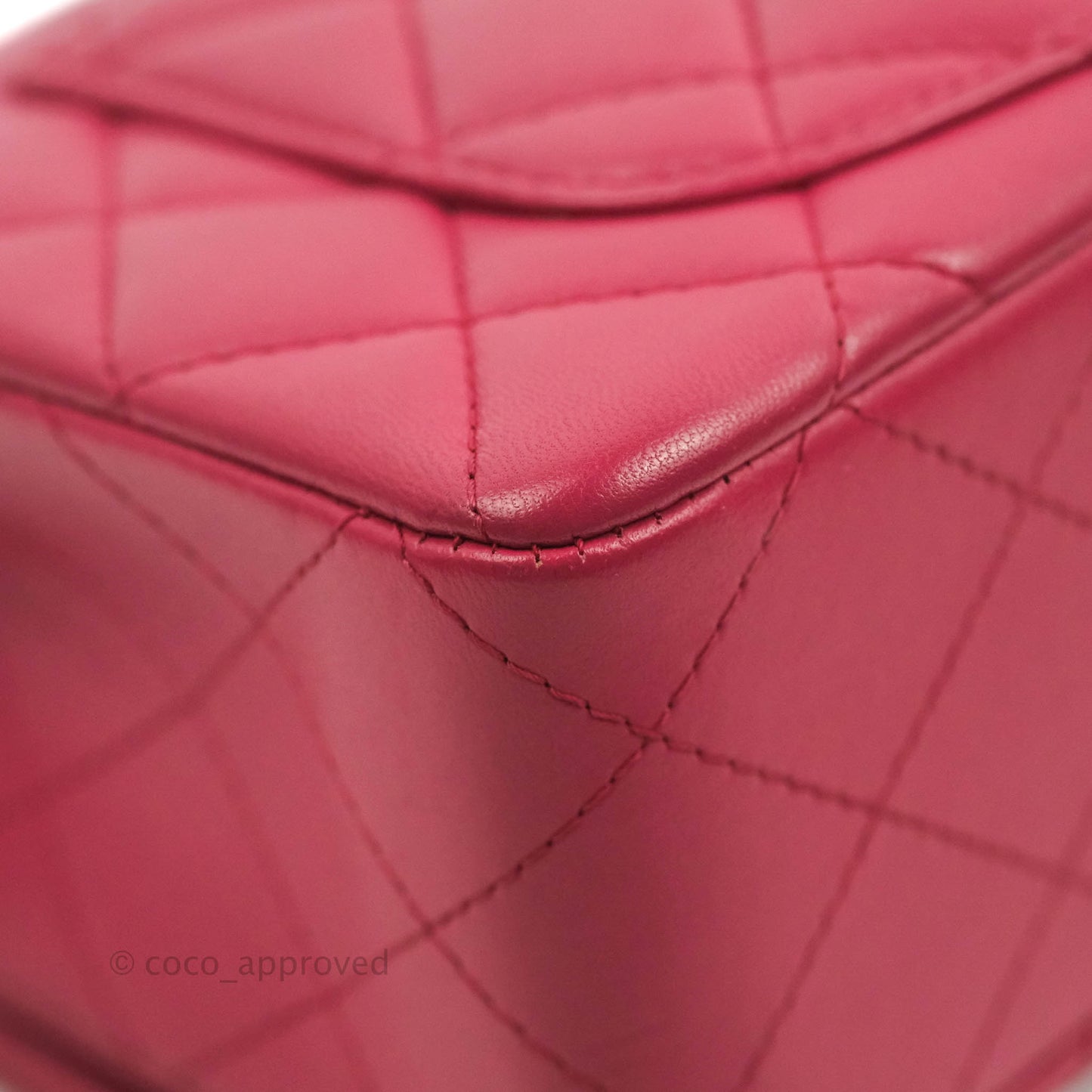 Chanel Quilted Mini Rectangular Flap Raspberry Pink Lambskin Silver Hardware