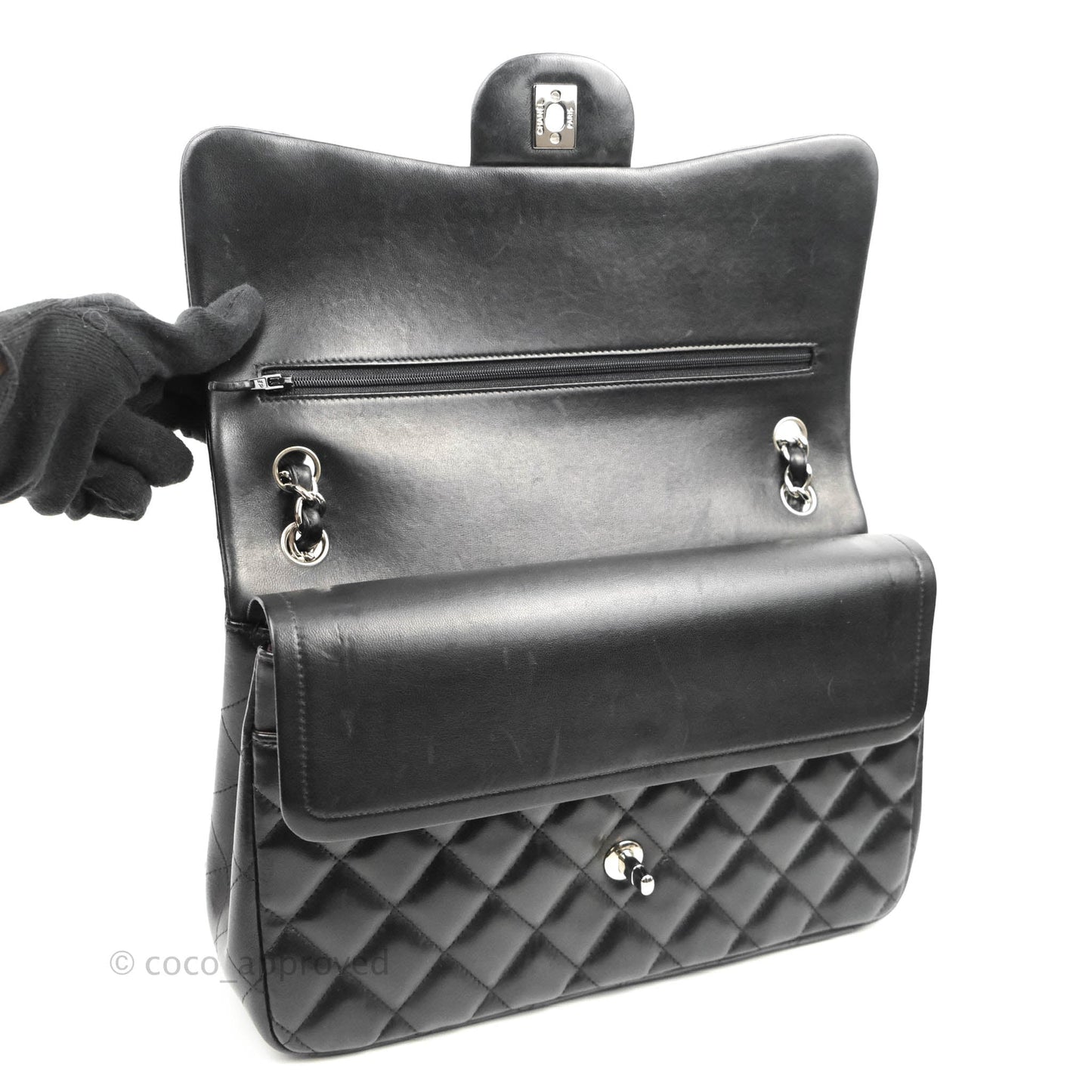 Chanel Jumbo Double Flap Black Lambskin Silver Hardware⁣⁣