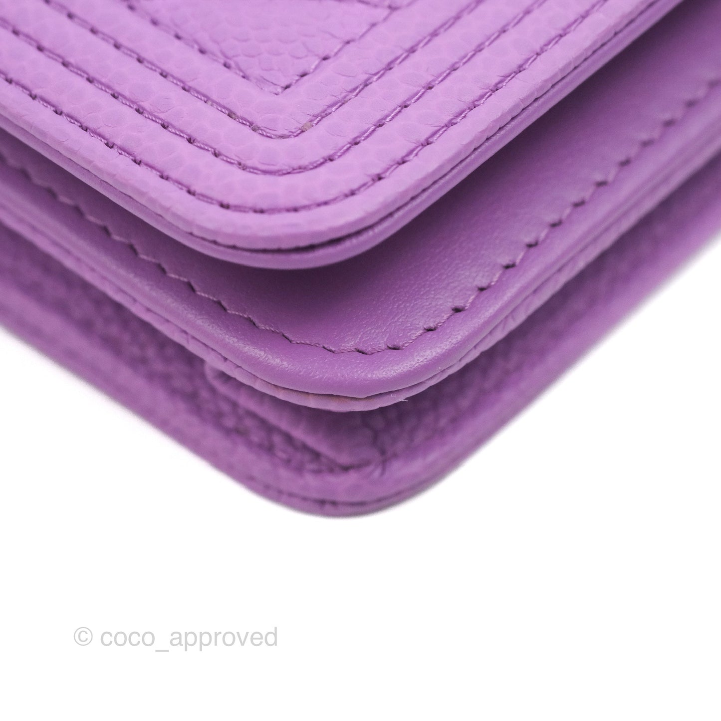 Chanel Quilted Boy Wallet on Chain WOC Purple Caviar Gold Hardware