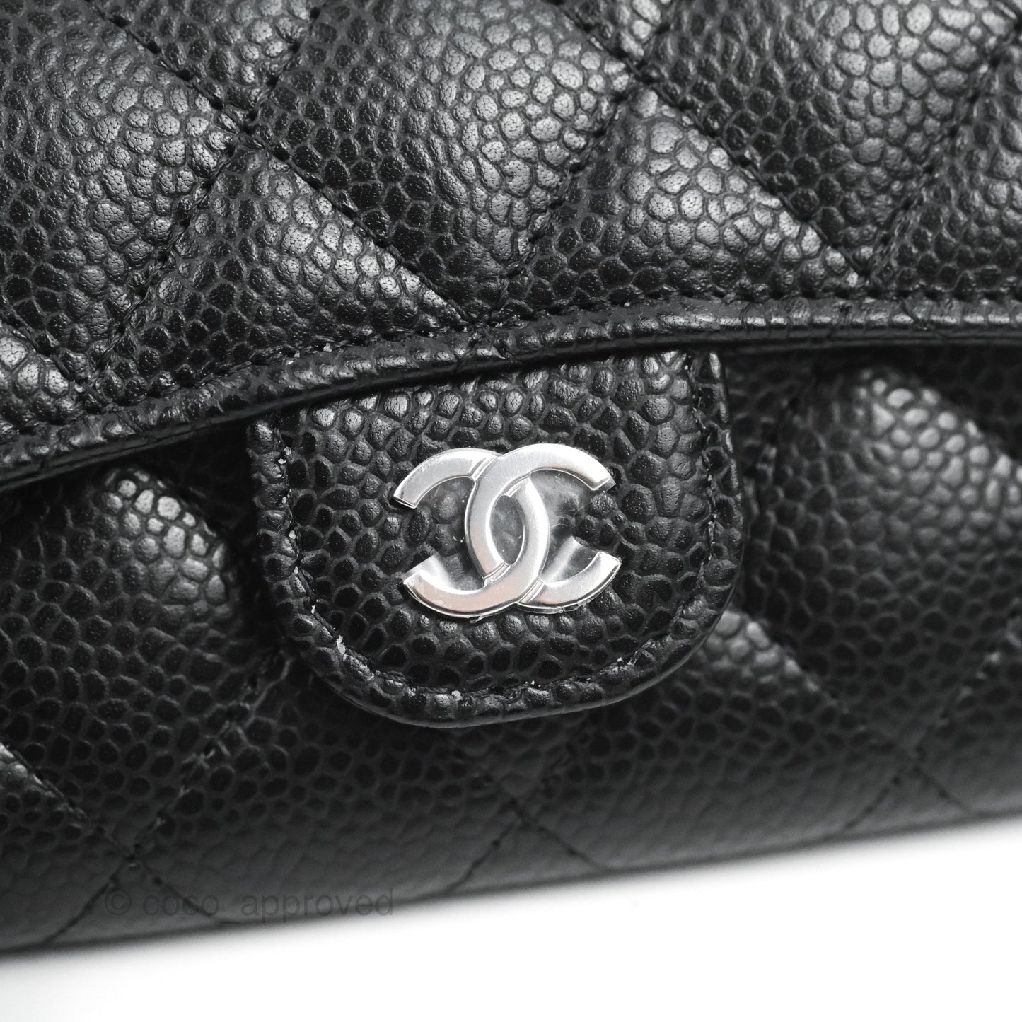 Chanel Classic Flap Card Holder Black Caviar Silver Hardware