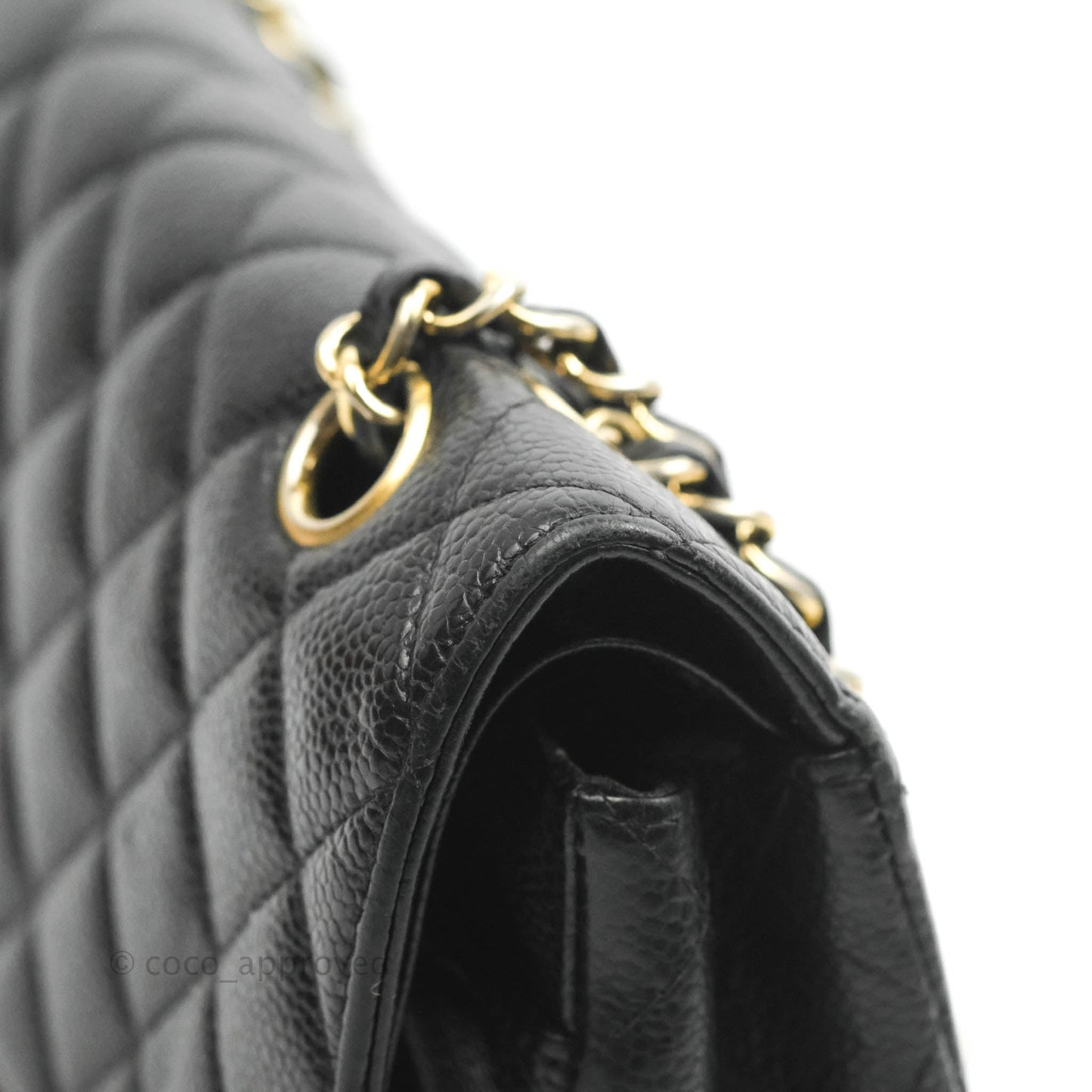 Chanel Classic M/L Medium Flap Quilted Black Caviar Gold Hardware