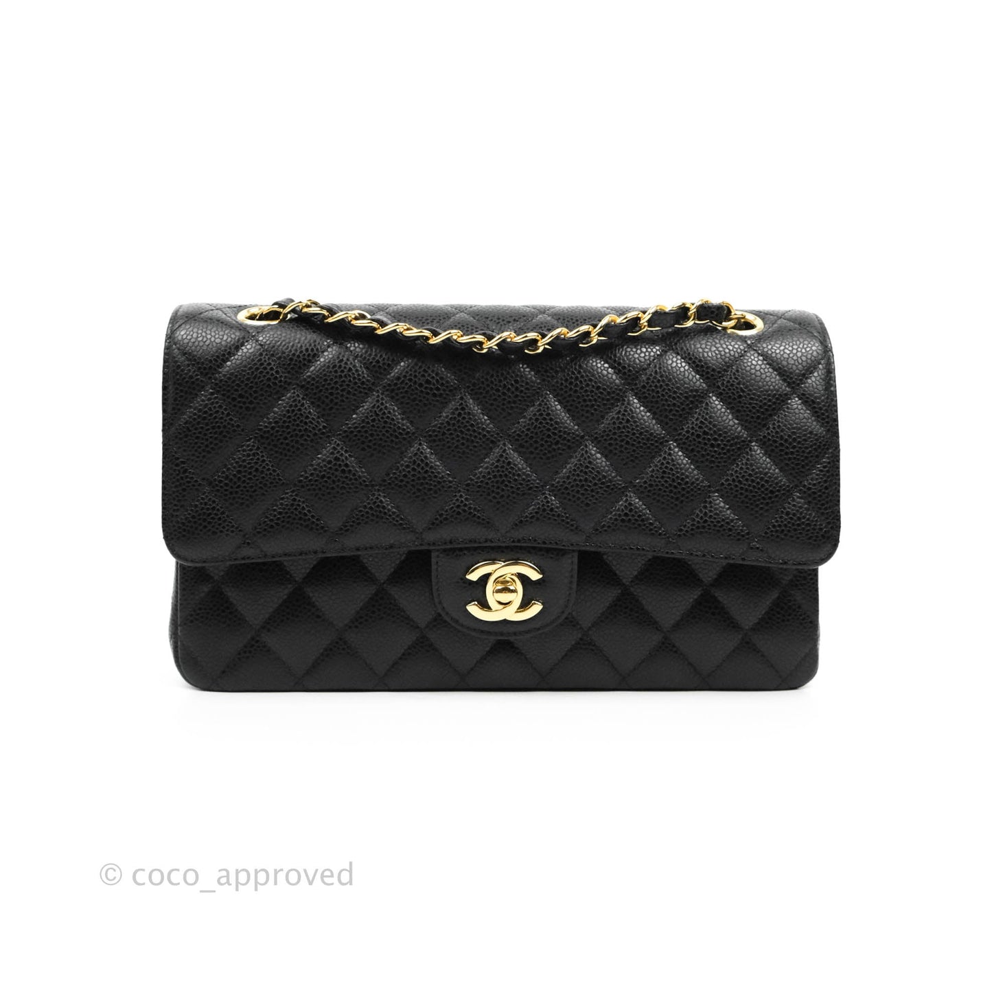 Chanel Classic M/L Medium Flap Quilted Black Caviar Gold Hardware