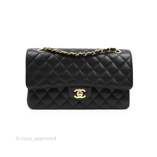 Chanel Classic M/L Medium Flap Quilted Black Caviar Gold Hardware