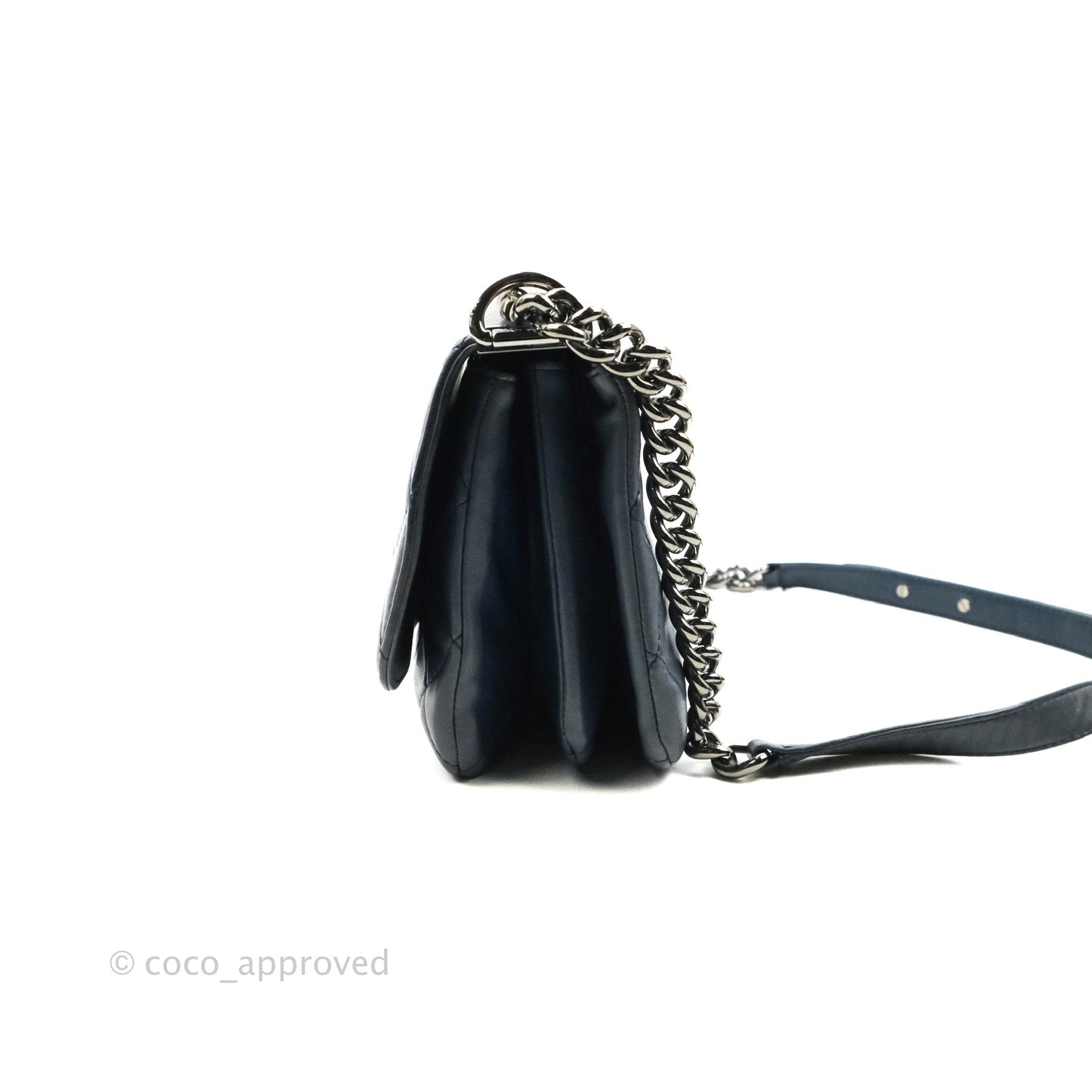 Chanel Boy Clutch With Chain Lambskin Dark Silver Hardware