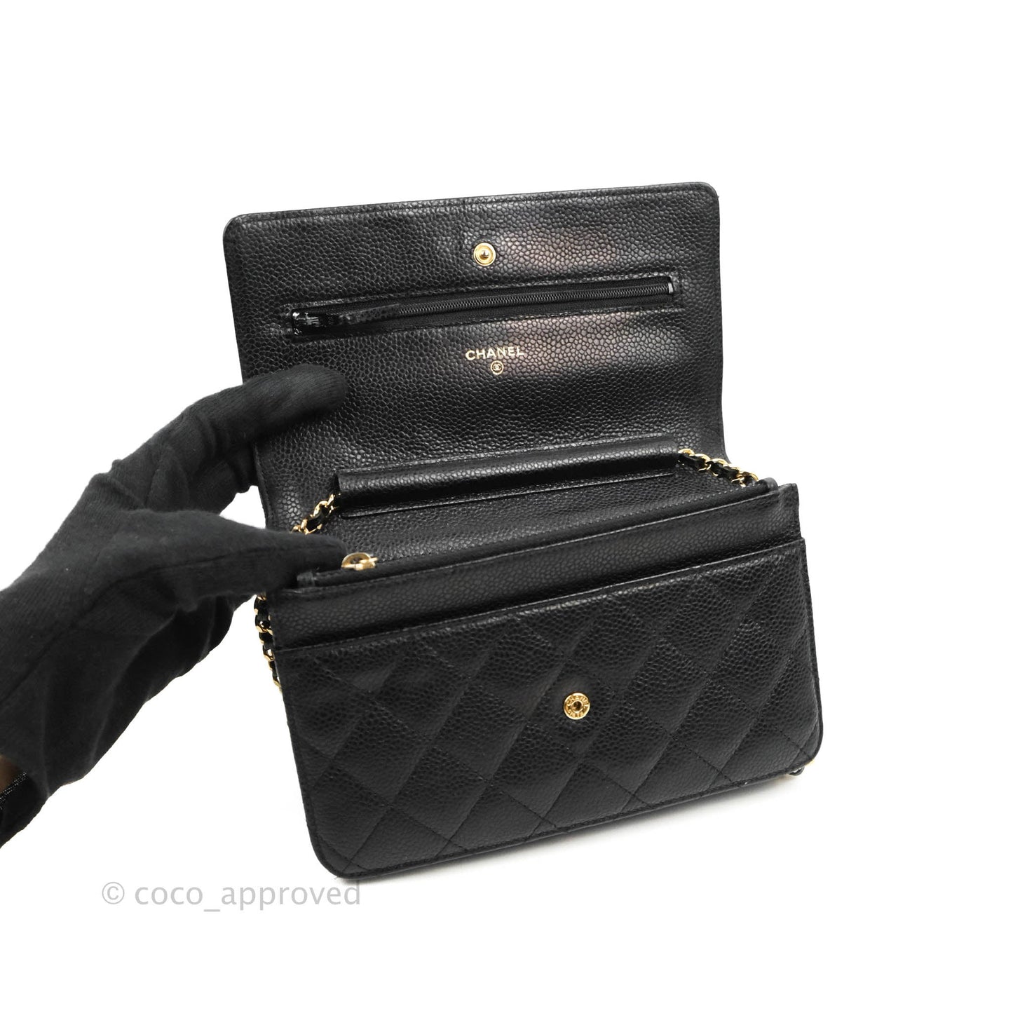 Chanel Quilted Classic WOC Black Caviar Gold Hardware