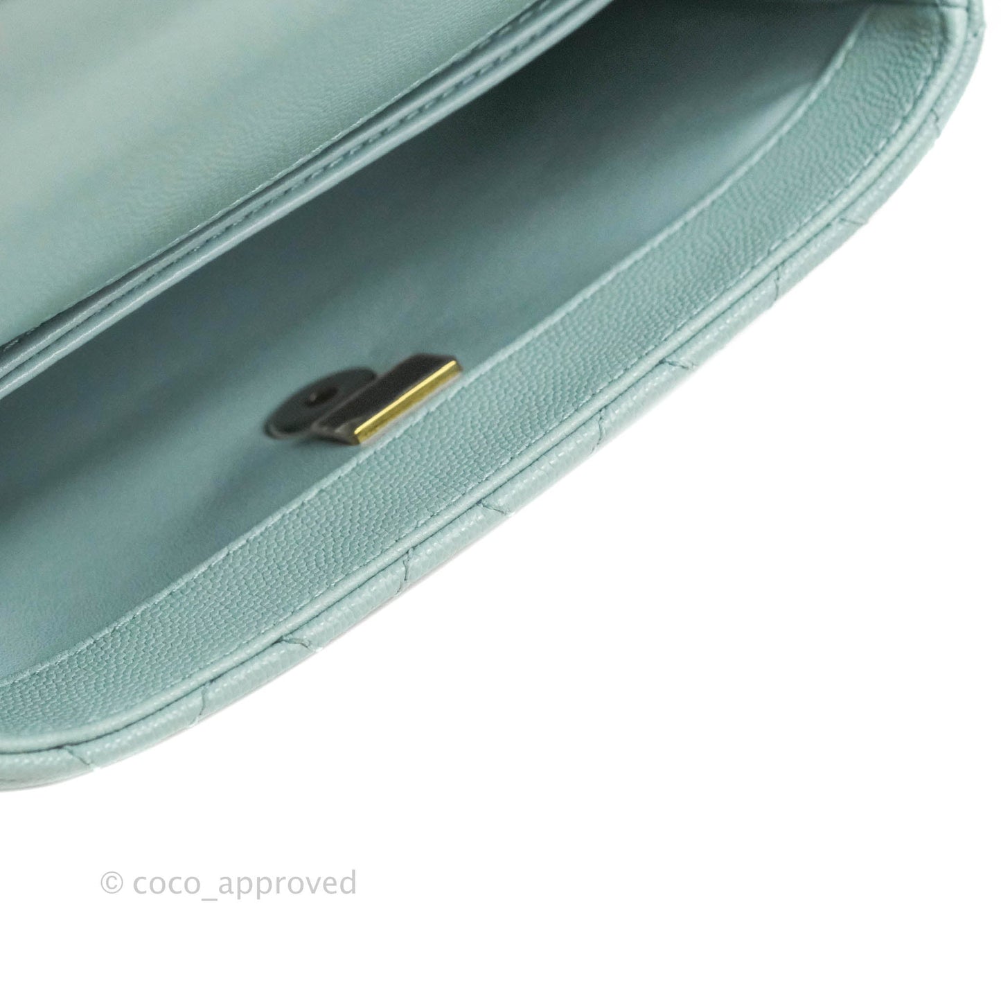 Chanel Small Coco Handle Quilted Light Blue Caviar Gold Hardware