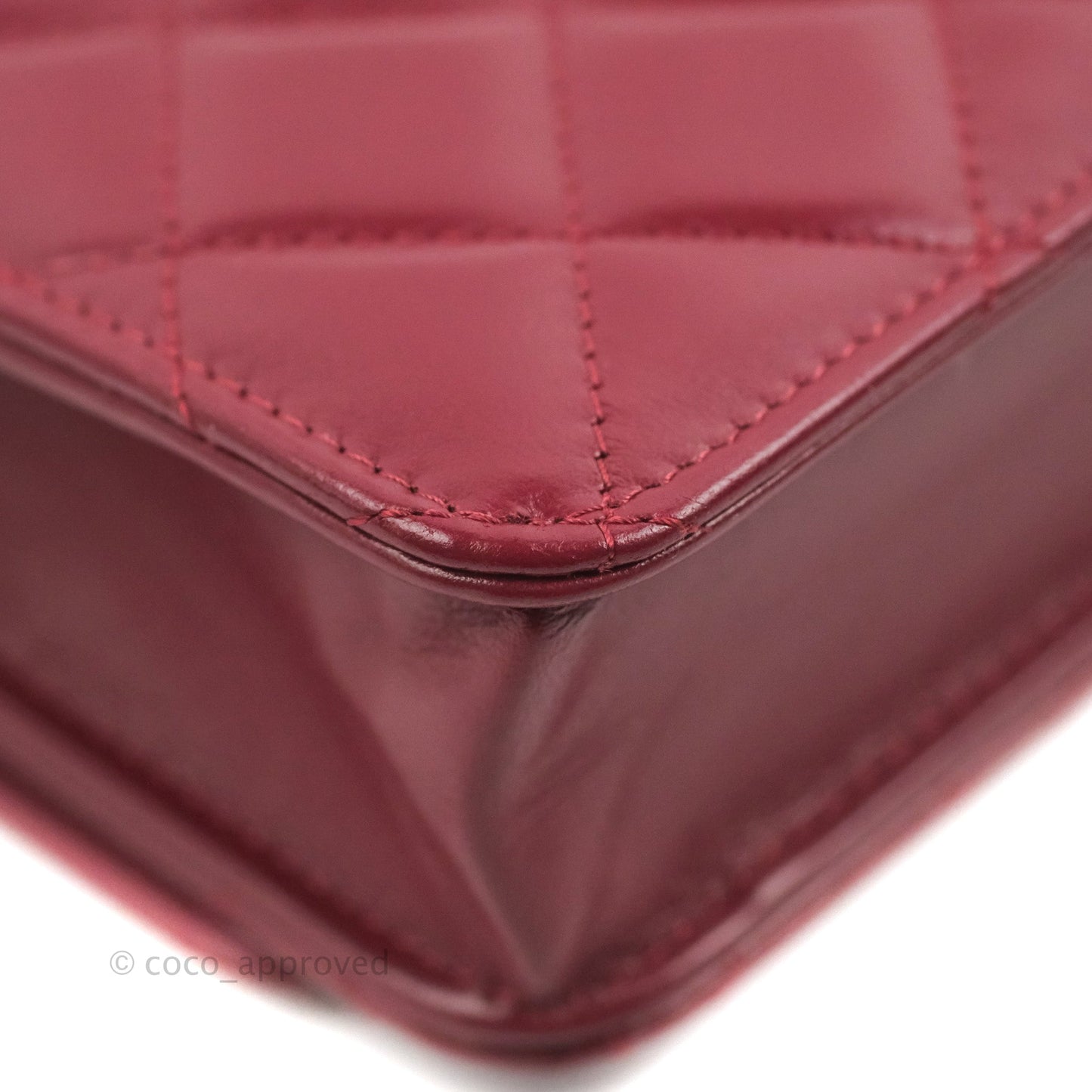 Chanel Quilted Perfect Fit Adjustable Wallet On Chain WOC Burgundy Calfskin Aged Gold Hardware