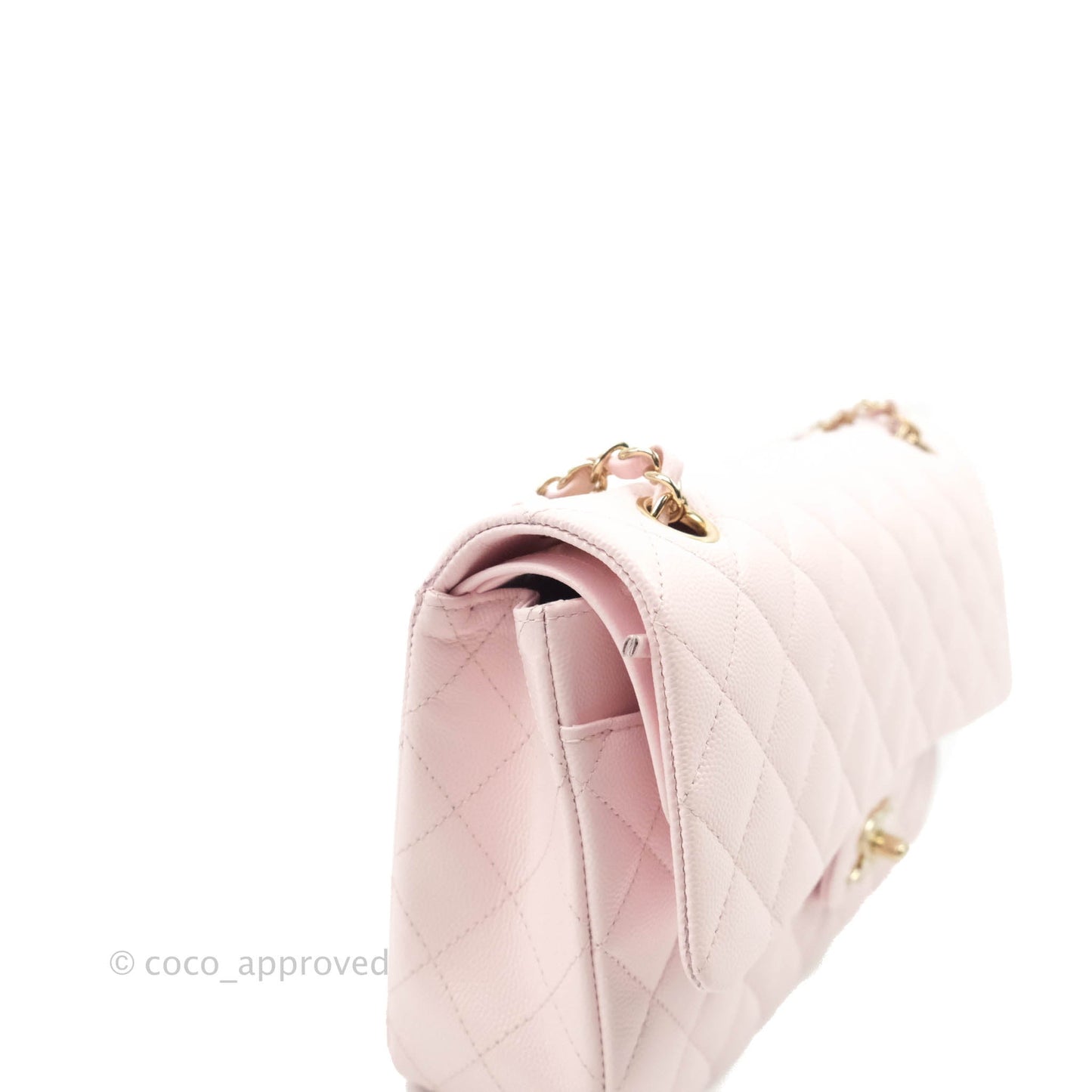 Chanel Classic M/L Medium Flap Quilted Pink Caviar Gold Hardware 22P