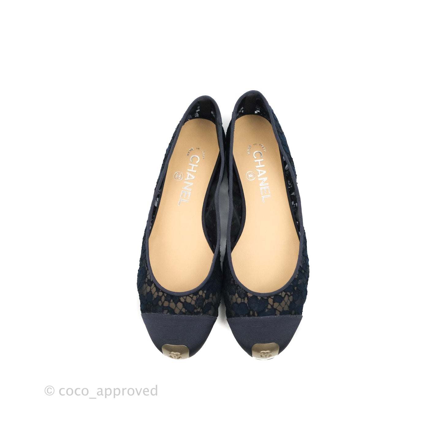 Chanel Lace Ballerina Flats Navy Size 38